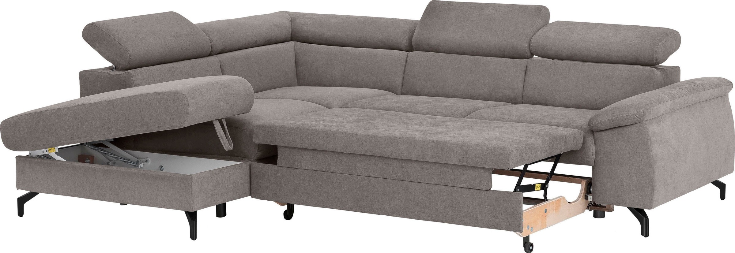 COTTA Polstergarnitur »Komaris L-Form«, (Set), Set bestehend aus: Ecksofa mit Kopfteilverstellung & Hocker