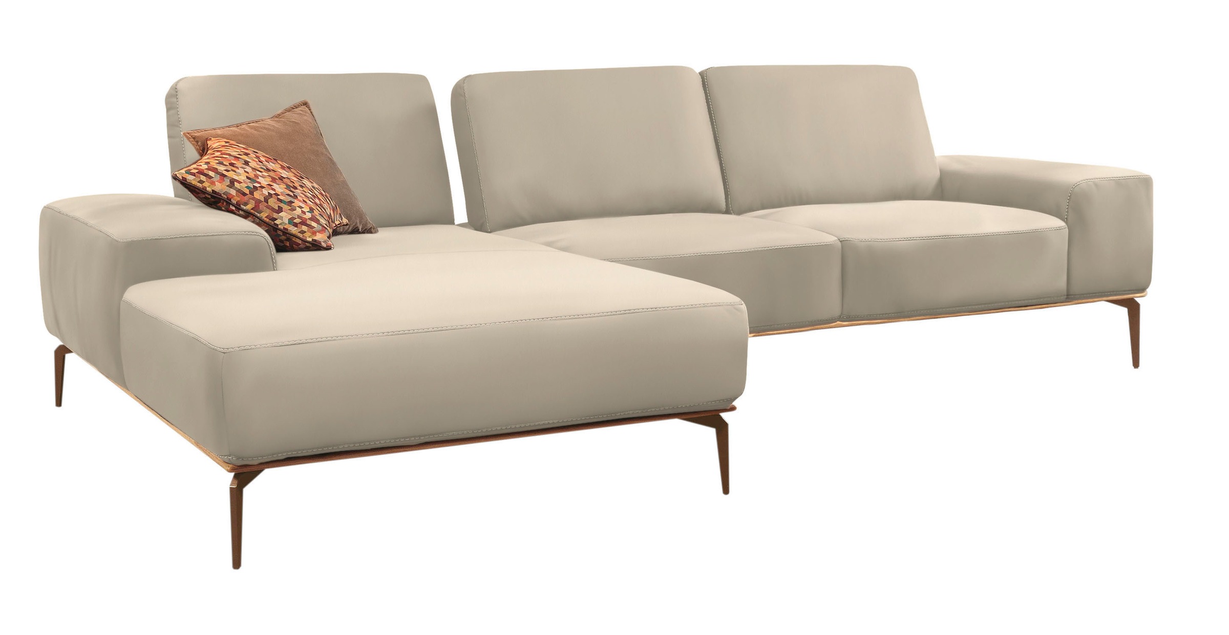 W.SCHILLIG Ecksofa »run, Designsofa mit tollem Sitzkomfort, bequem, L-Form«, mit Holzsockel, Füße in Bronze pulverbeschichtet, Breite 319 cm