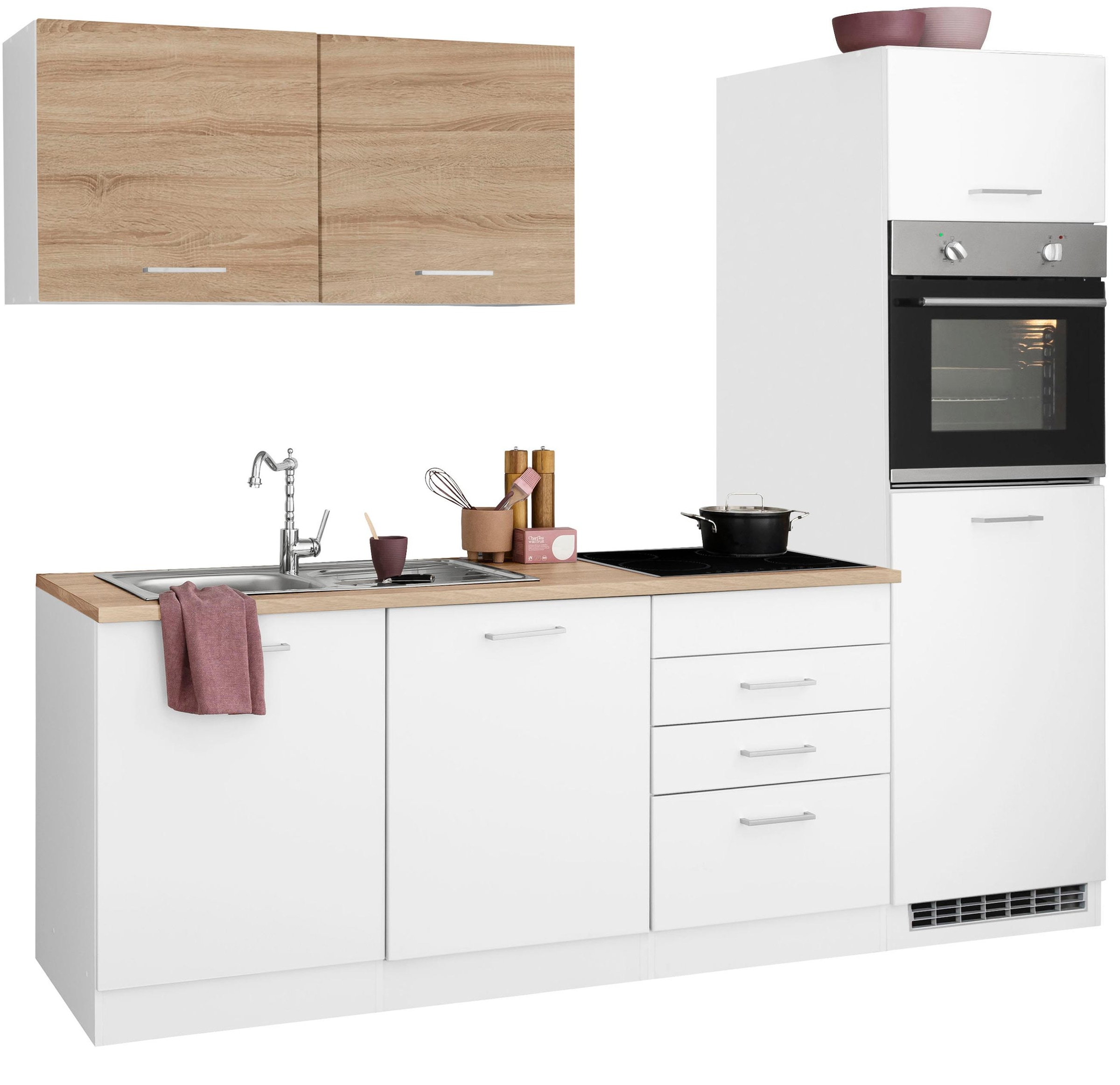 HELD Küchenzeile ohne cm bestellen Geschirrspüler Kühlschrank 240 und Raten E-Geräte, MÖBEL »Visby«, für auf Breite