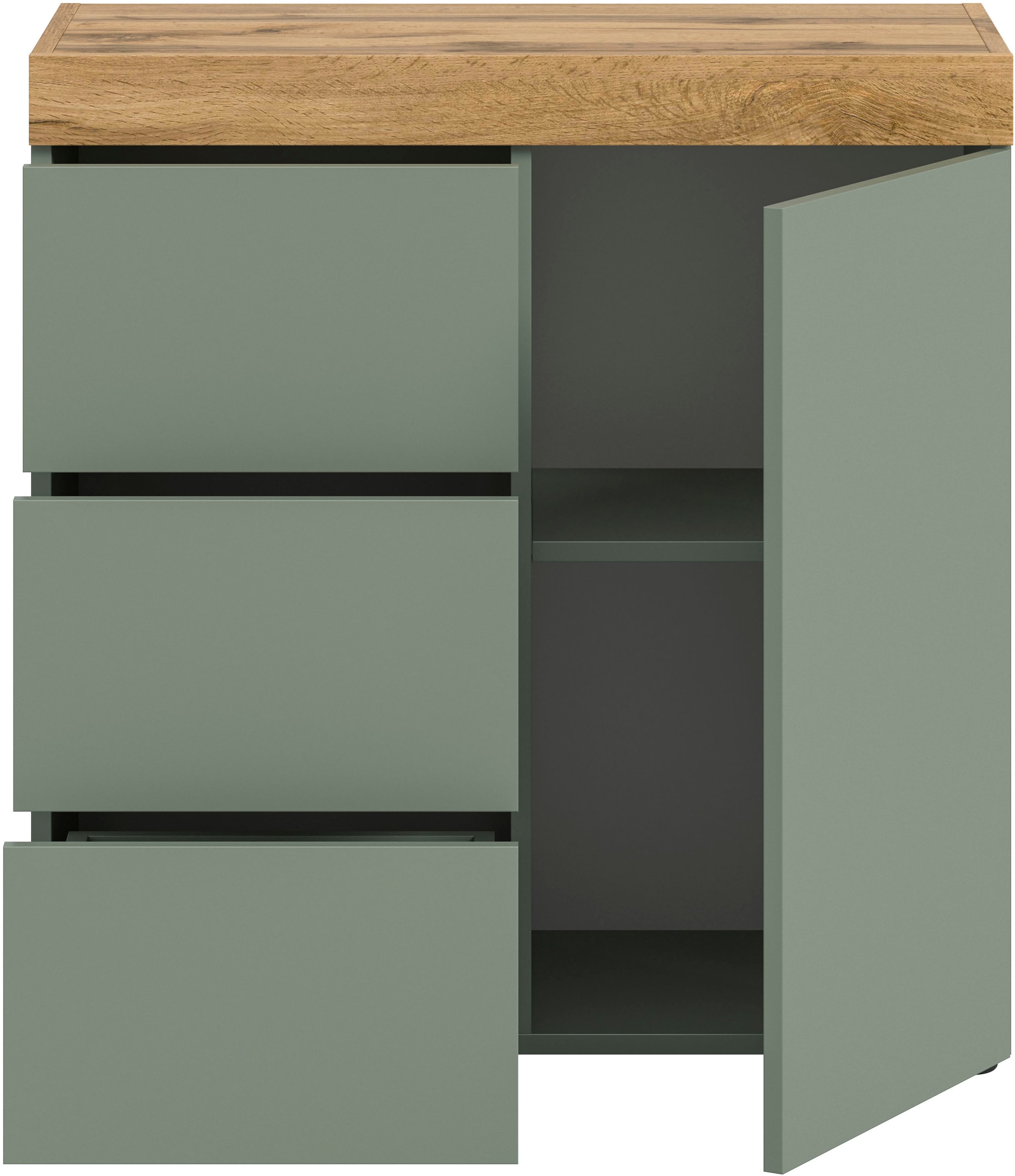 OTTO home Kommode »MAMBO, Breite 77cm, 1 Tür, 3 Schubkästen, push-2-open« 2 farbige Ausführung, in verschiedenen Farben erhältlich, 1 Stk. tlg. Kommode, Anrichte, Wohnzimmer, Schlafzimmer