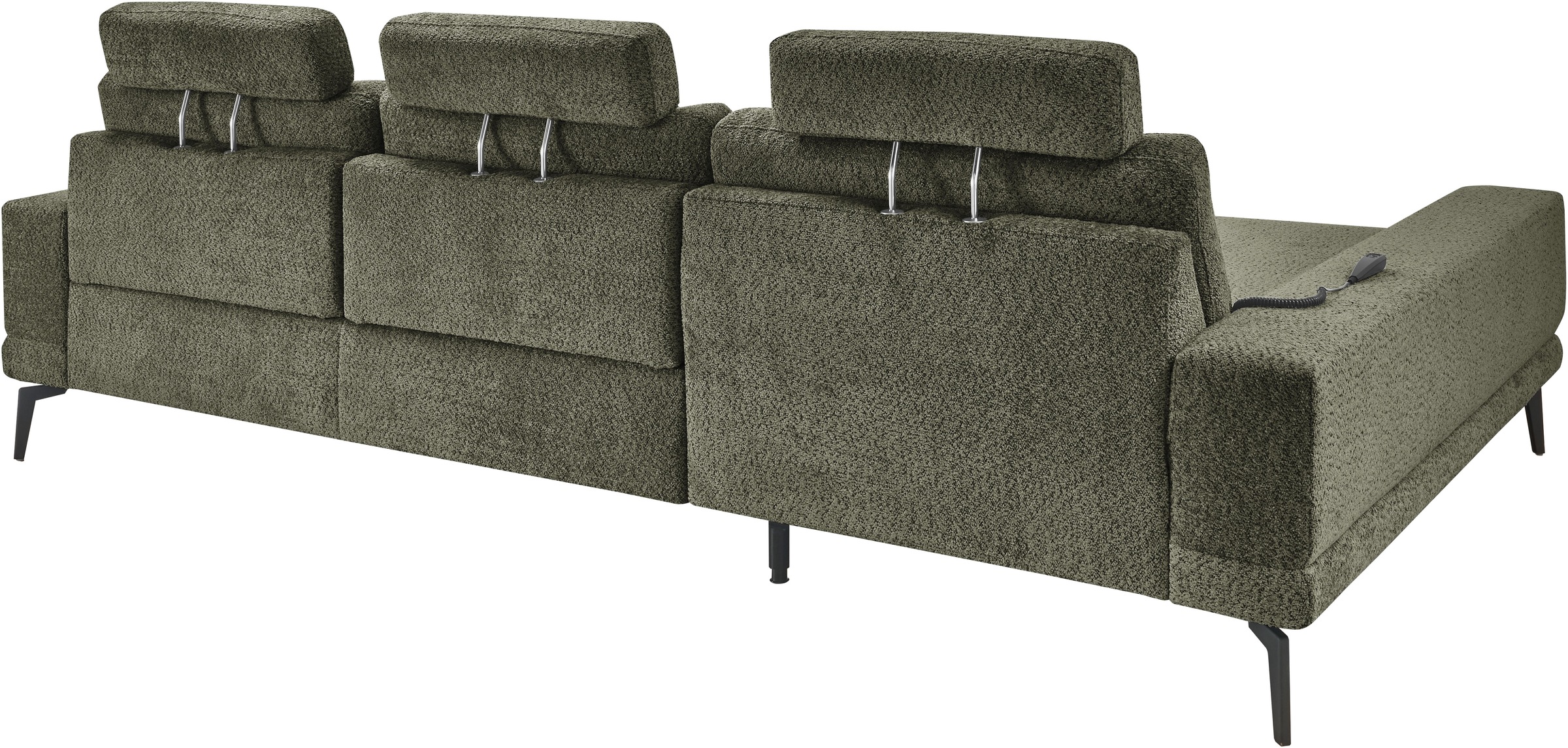 set one by Musterring Ecksofa »SO 3600, inkl motor. Sitztiefenverstellung, Kopfstützen, Nierenkissen«, Sitzhöhe 42 cm, Federkern, Breite 293 x Tiefe 180 cm, Kama olive