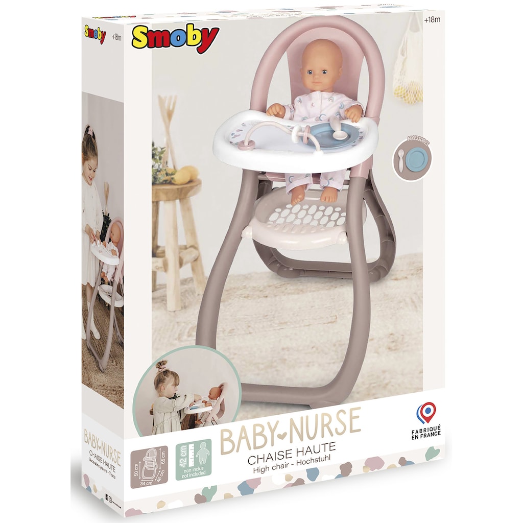 Smoby Puppenhochstuhl »Baby Nurse, Puppenhochstuhl, rosa/beige«