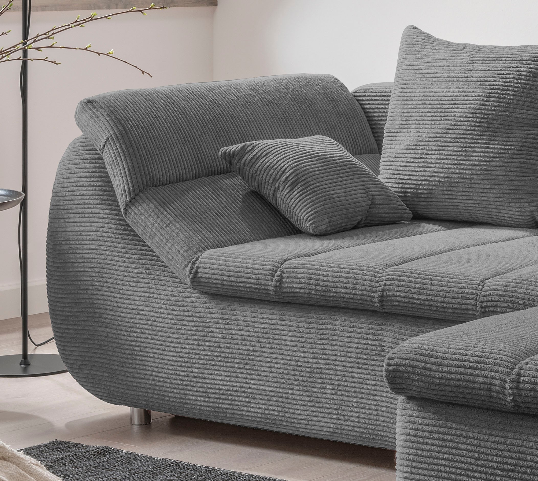 INOSIGN Ecksofa »Imola elegant und bequem, aktuelle Steppung im Sitz, L-Form«, wahlweise mit Bettfunktion