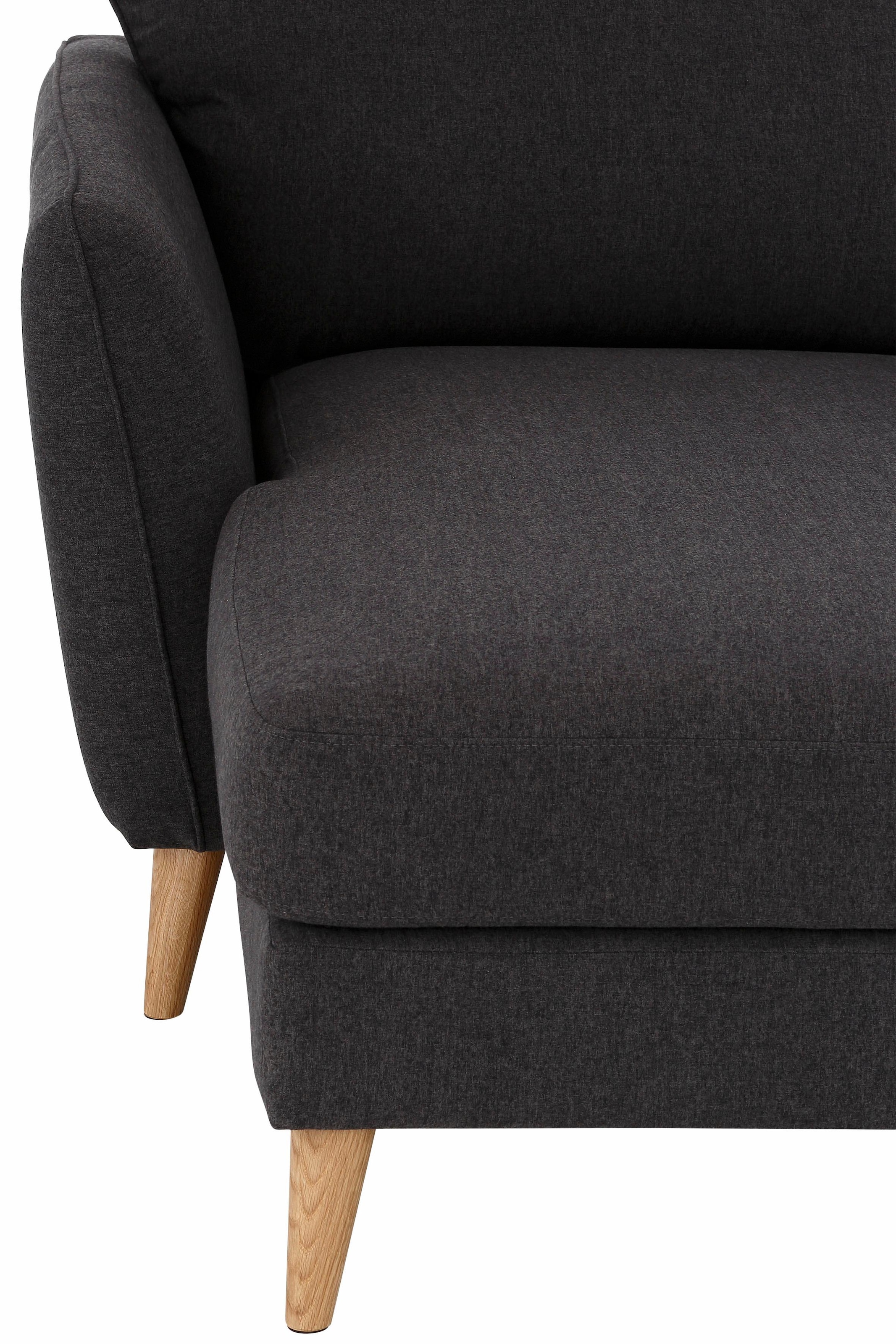 Home affaire Wohnlandschaft »MARSEILLE XXL 349cm, U-Form, Ottomane rechts/links wählbar«, Massivholzbeine Eiche, Landhausstil, Wellenunterfederung