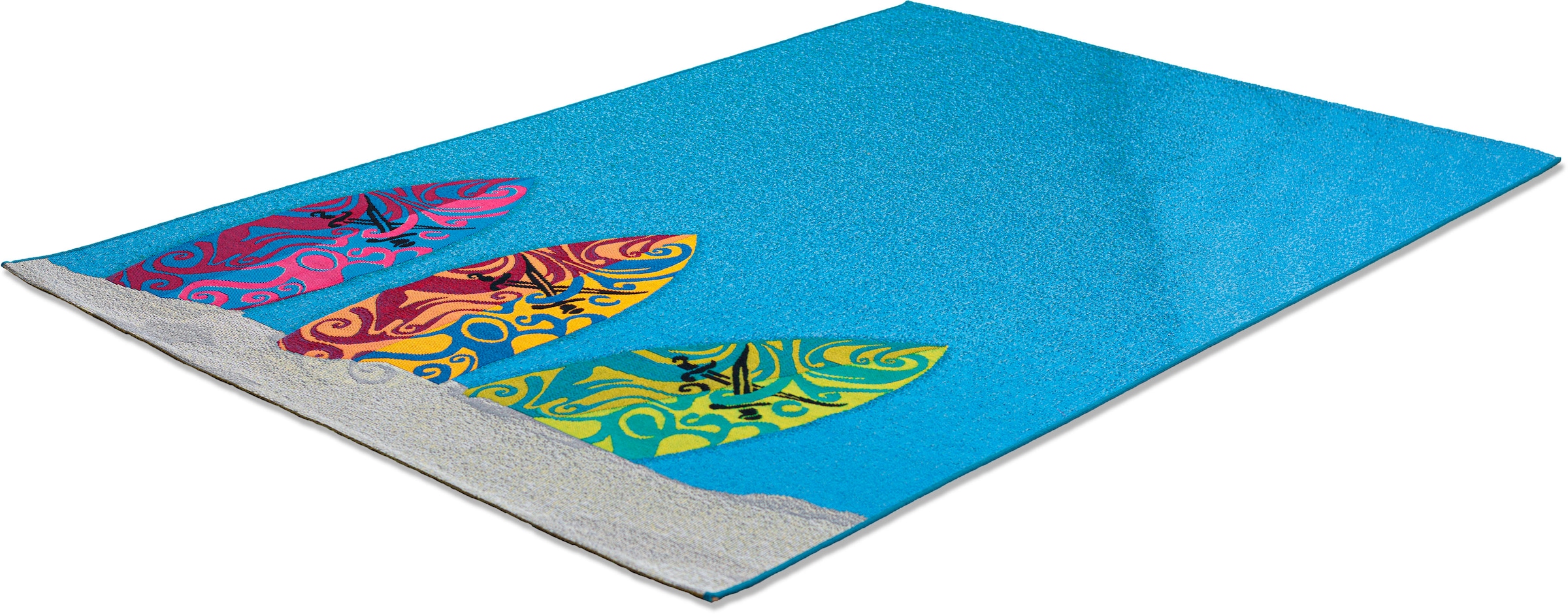 Sansibar Teppich »Rantum Beach SA-018«, rechteckig, 5 mm Höhe, Flachgewebe, modernes Design, Surfboards, In- und Outdoor geeignet