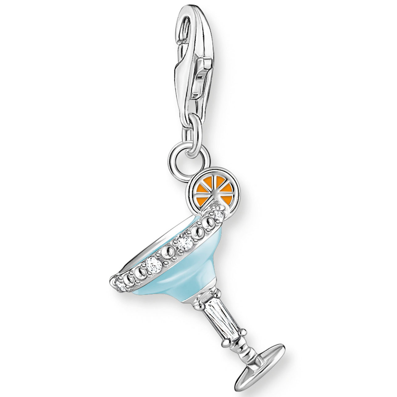THOMAS SABO Charm-Einhänger »Cocktail blau« mit Zirkonia (synth.) silberfarben-weiß-hellblau-orange + weiß Dreidimensionaler Charm-Anhänger mit...