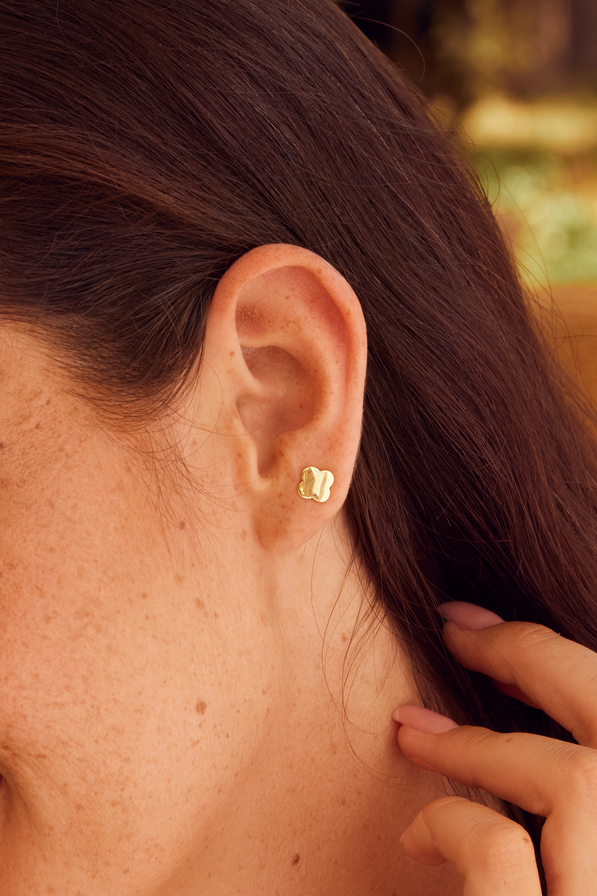 CAÏ Paar Ohrstecker »925 Sterling Silber gelb vergoldet Clover Kleeblatt«