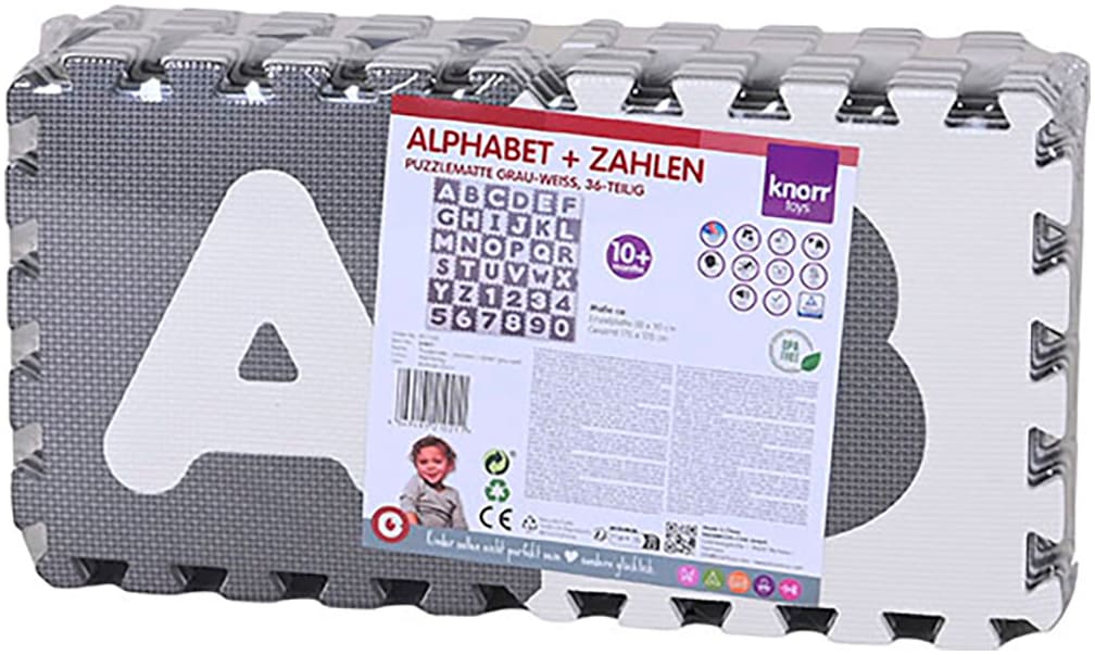 Knorrtoys® Puzzle »Alphabet + Zahlen, grau-weiß«, Puzzlematte, Bodenpuzzle