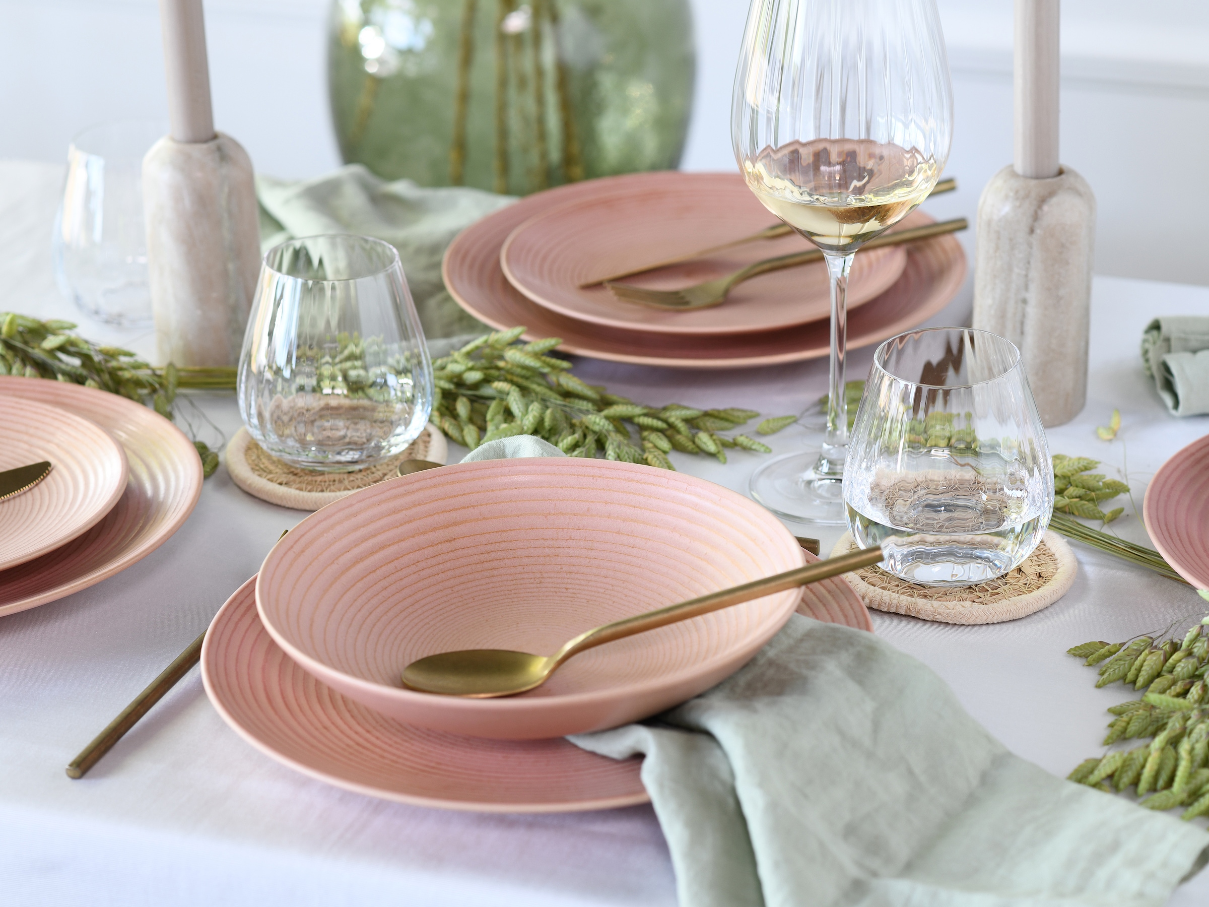 CreaTable Teller-Set »Catania, Tellerset 12-tlg.«, (Set, 12 tlg.), Vintage Farben, Ausdrucksstarkes Relief, Handwerklicher Charakter