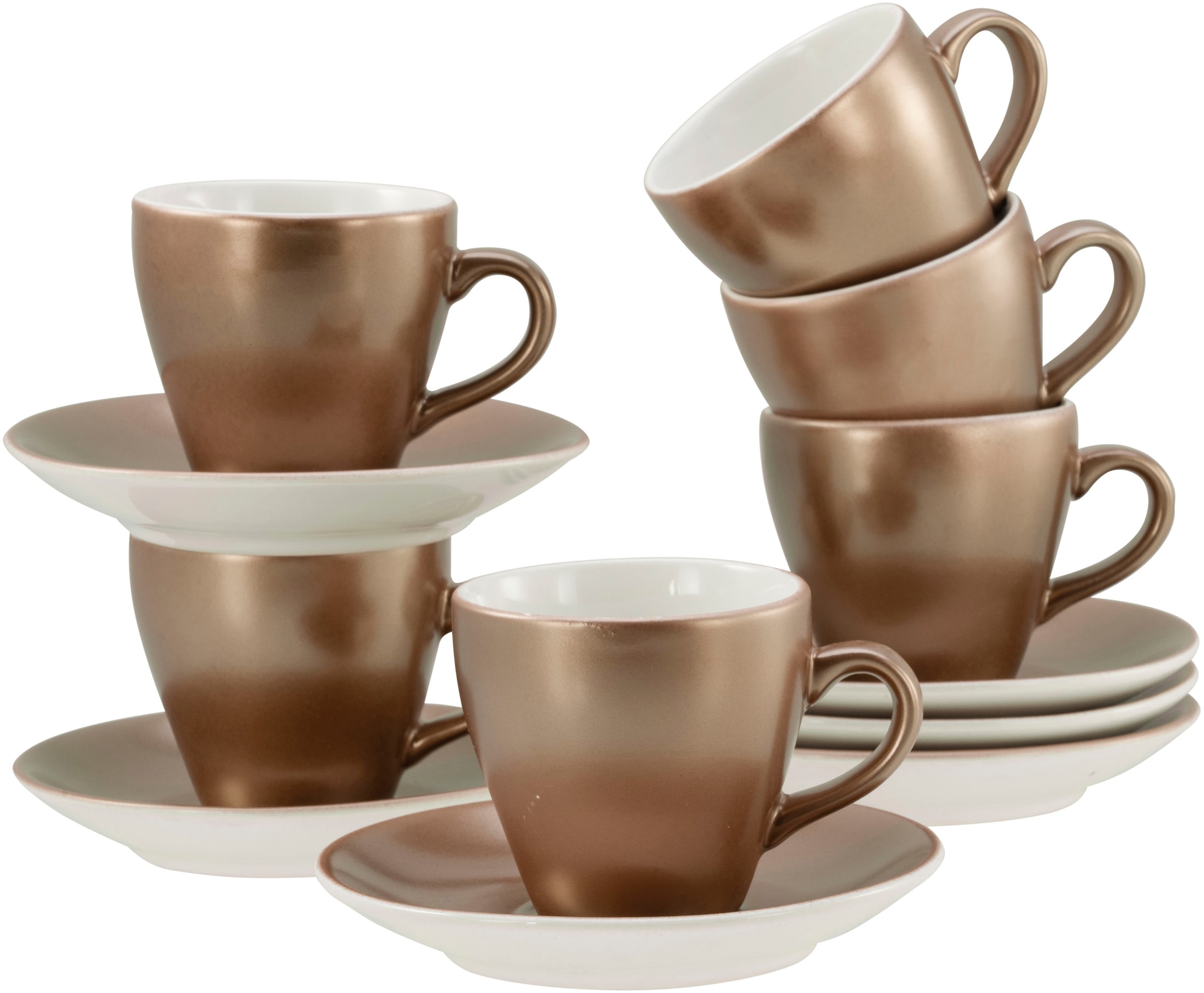 CreaTable Espressotasse »Golden Days Weiß, Espressoset, 12-tlg.« Goldfarben günstig online kaufen