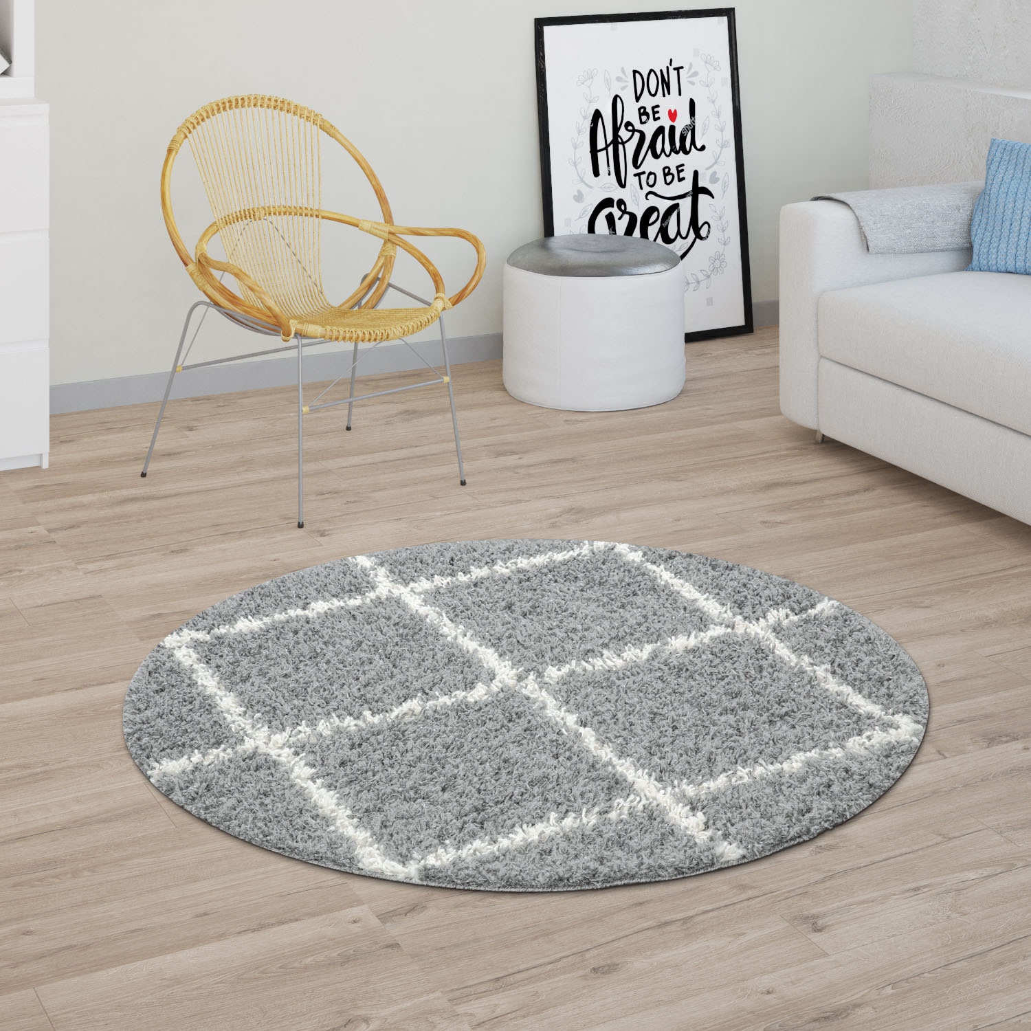 Paco Home Hochflor-Teppich »Kalmar 441«, rund, 40 mm Höhe, Scandi Design, R günstig online kaufen