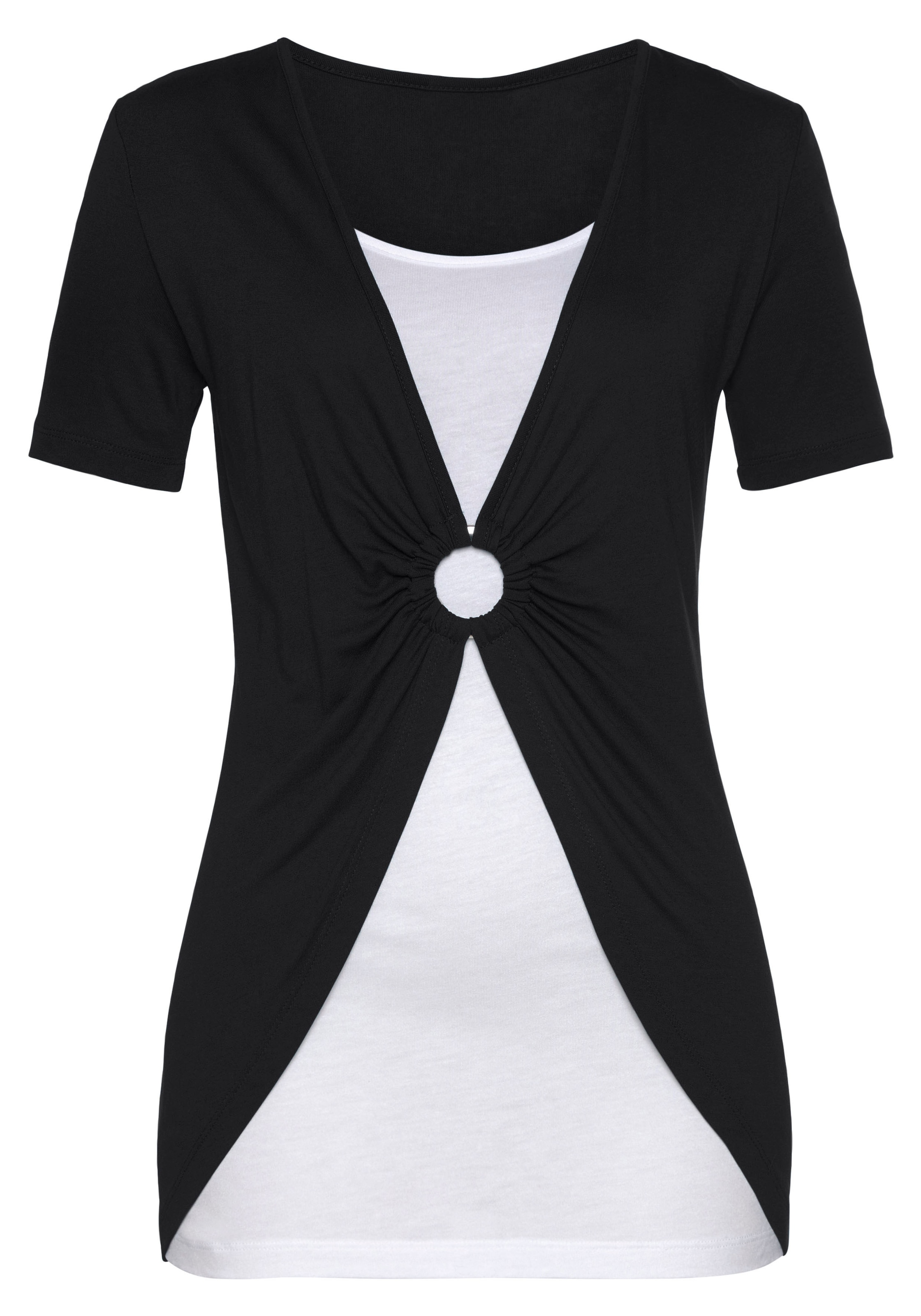 Vivance 2-in-1-Shirt, mit Ringdetail vorne, T-Shirt, Kurzarmshirt, lockere Passform