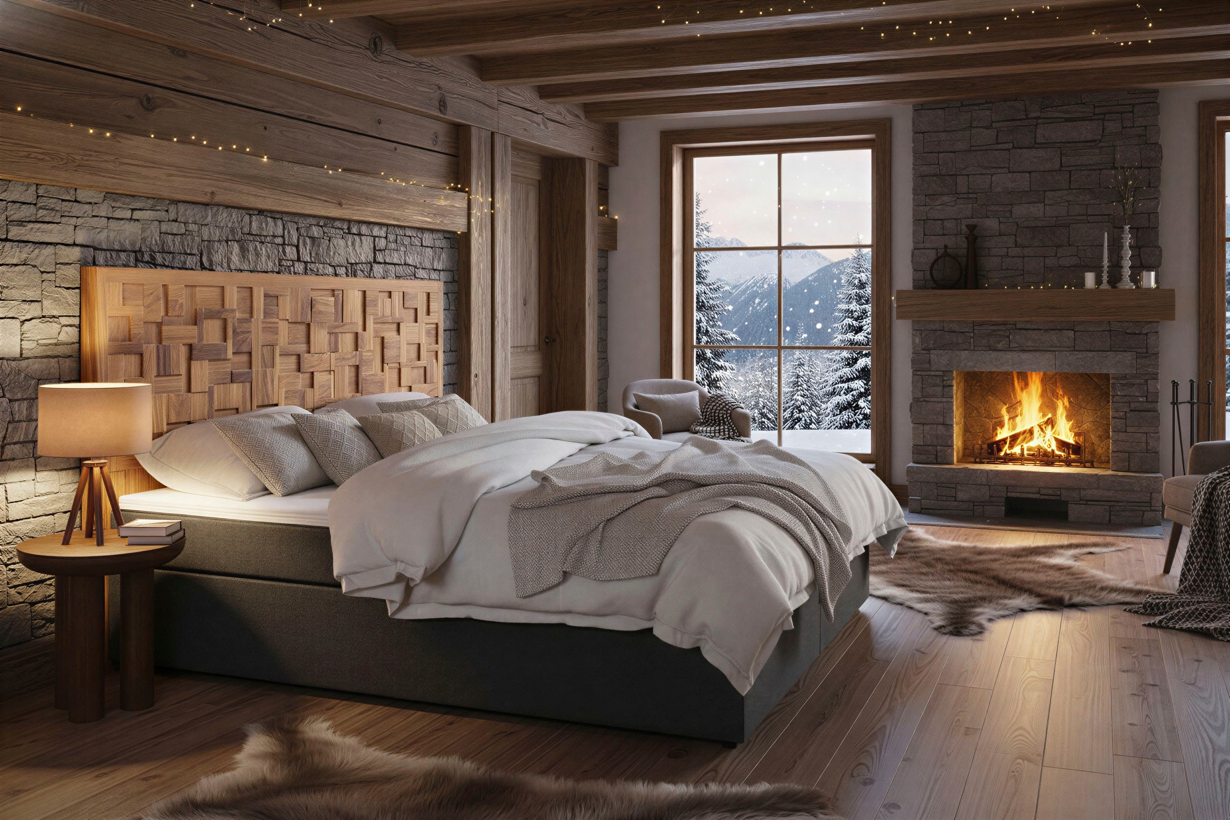 SIT Boxspringbett Mit Holz-Mosaik-Kopfteil günstig online kaufen