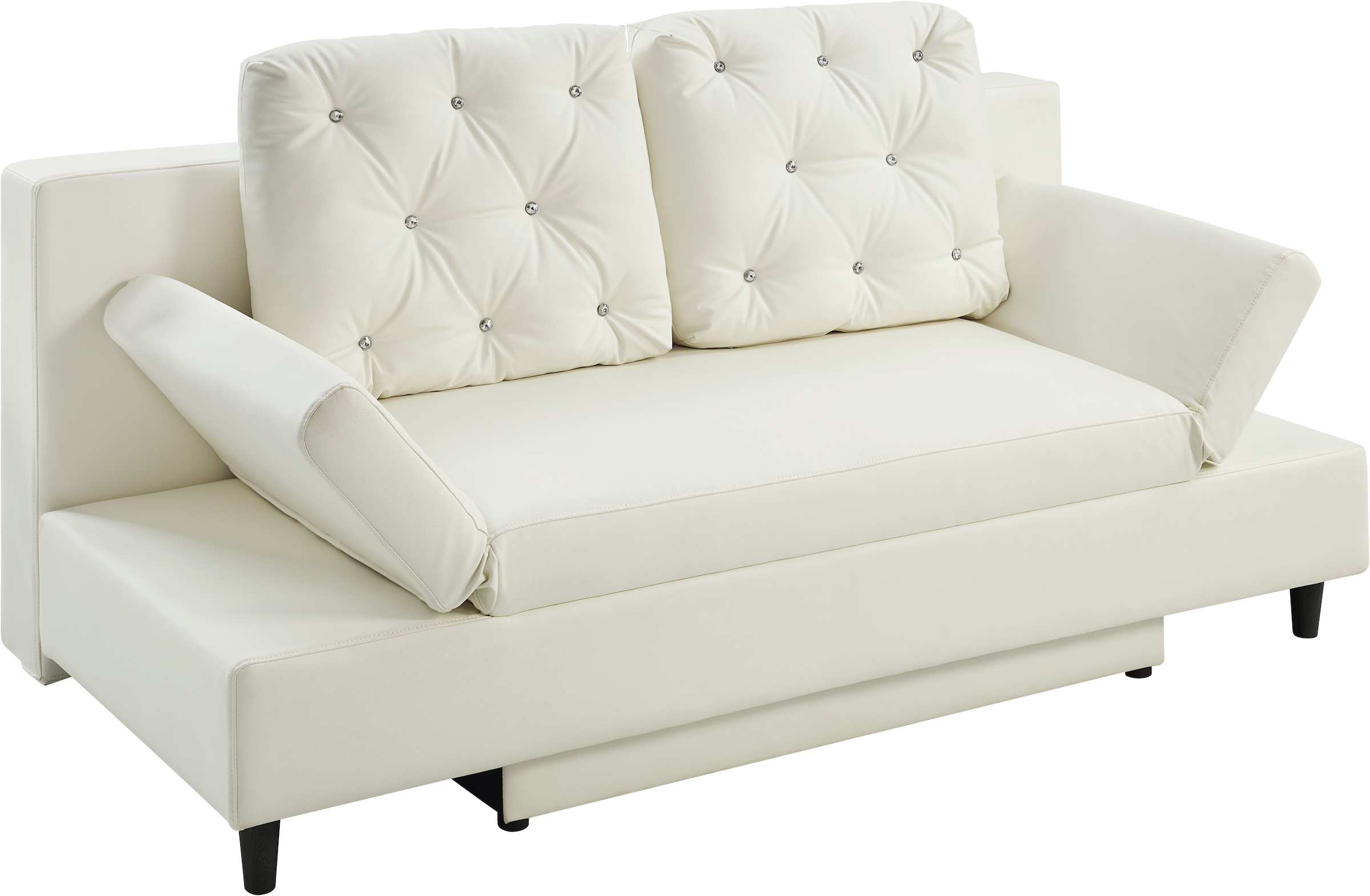 ATLANTIC home collection Schlafsofa »Coco«, mit Bettkasten, Kunstleder und Kissen mit Strasssteinen