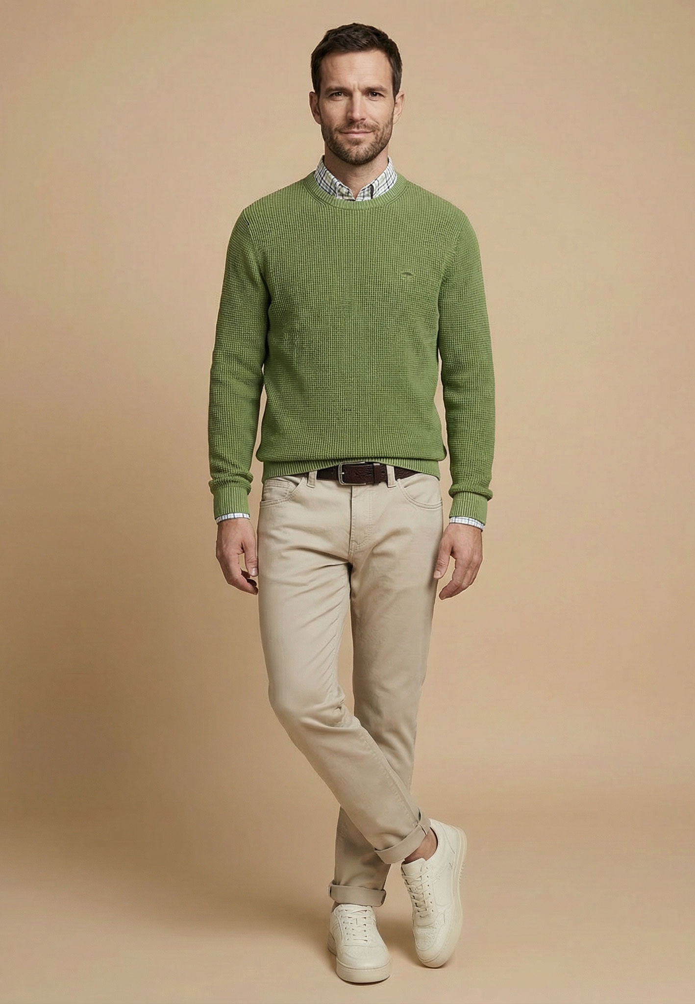 FYNCH-HATTON Strickpullover aus Baumwolle, normale Passform, hüftbedeckende Länge