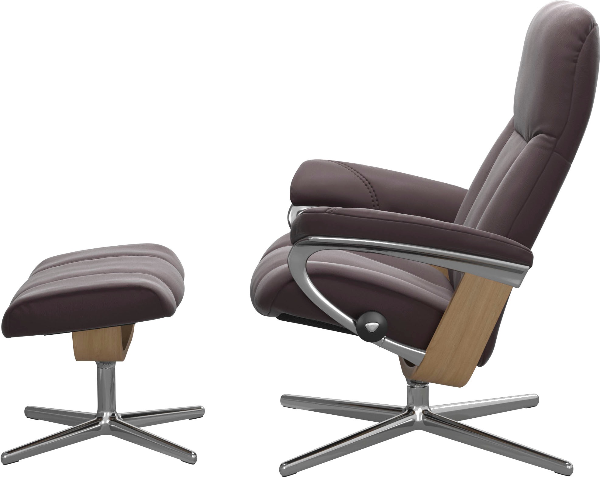 Stressless® Relaxsessel »Consul«, (Set, Relaxsessel mit Hocker), mit Hocker, mit Cross Base, Größe S, M & L, Holzakzent Eiche