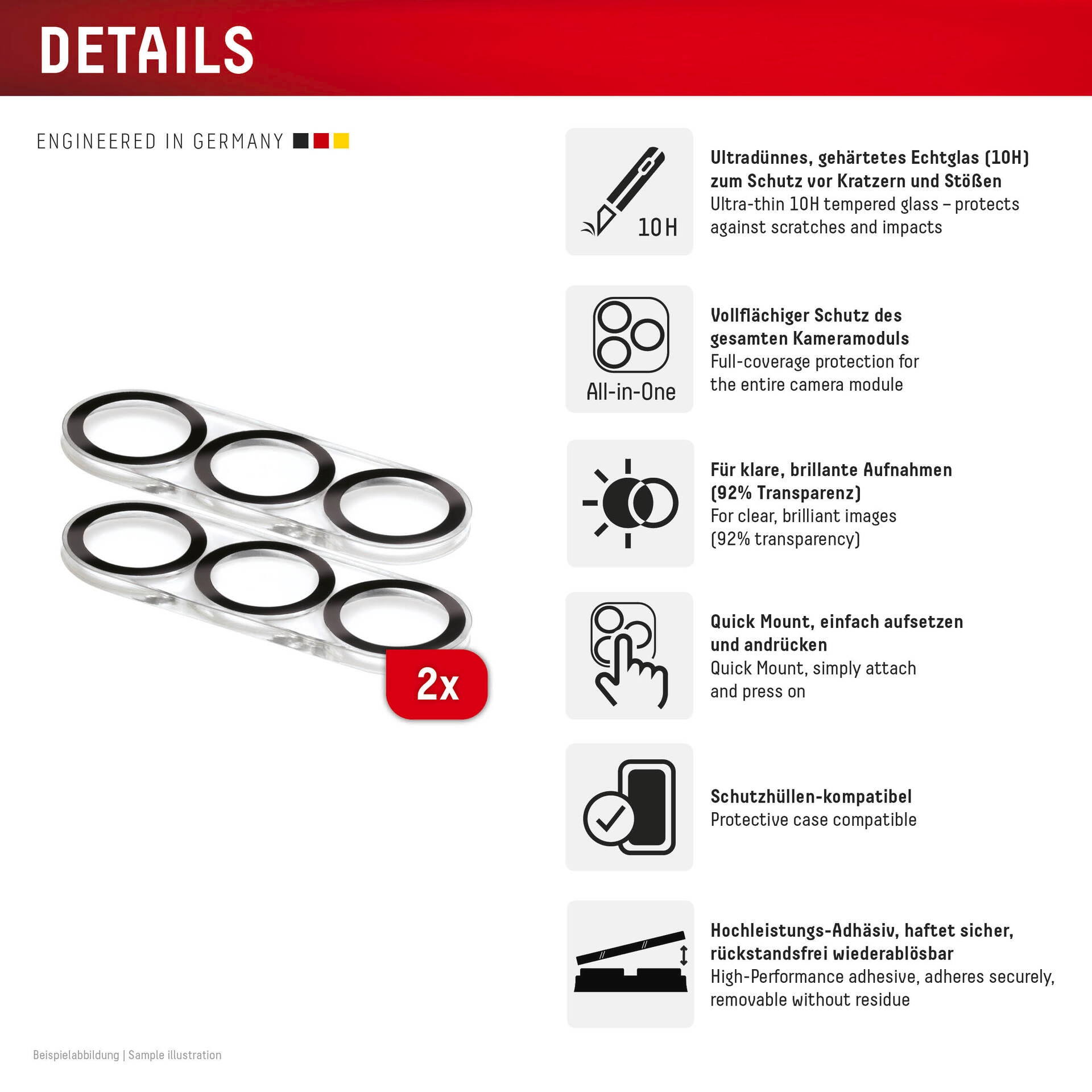 Displex Kameraschutzglas »Camera Lens Glass All-In-One Protector Full Cover« für Samsung Galaxy S25 Packung, 2x All-In-One Glas,  Objektivschutz, Kameraschutz, kratz- & stoßfest