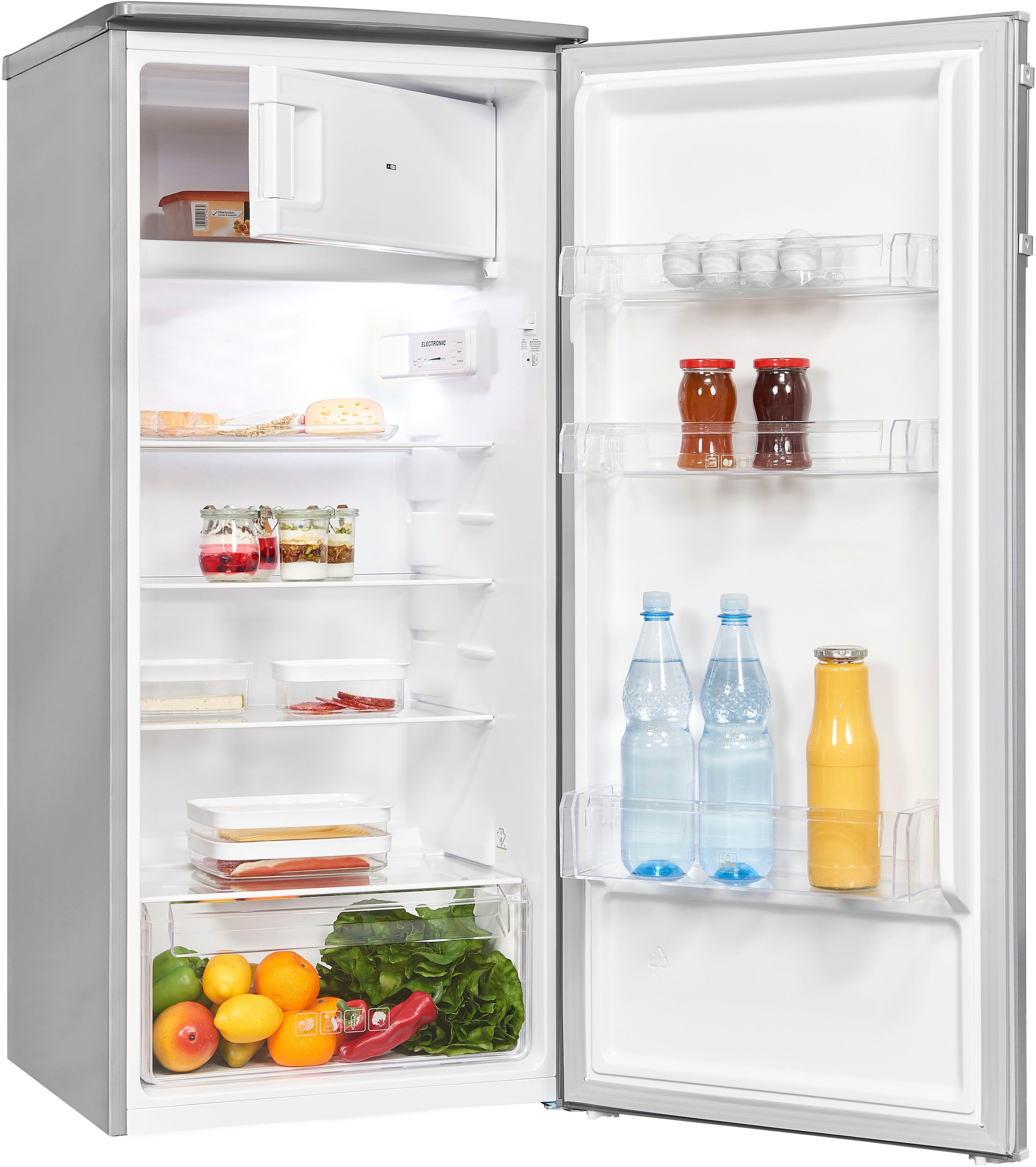 exquisit Kühlschrank »KS185-4-HE-040E inoxlook«, 190 L Volumen, Schnellgefrieren, 4 Sterne