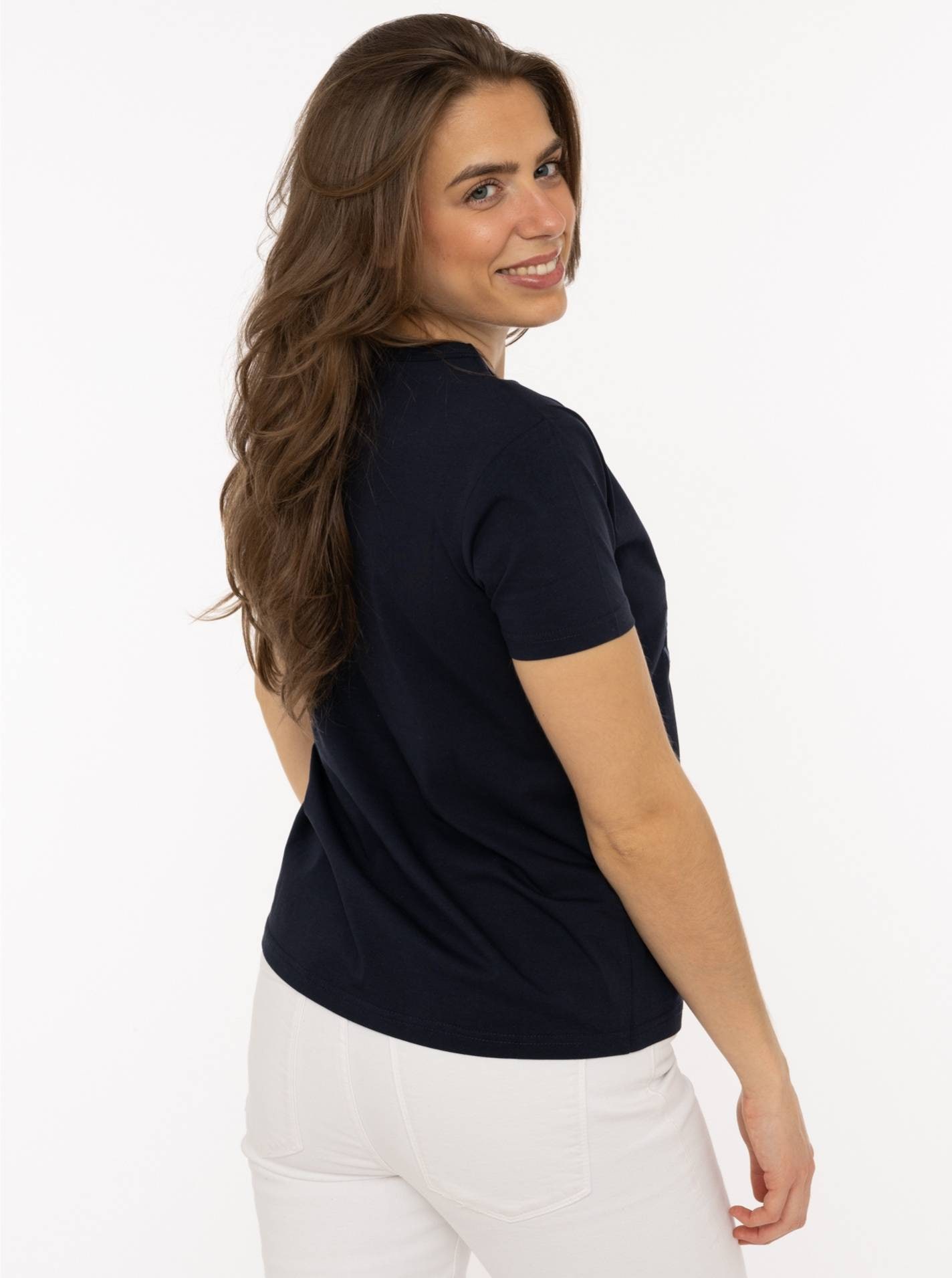Zwillingsherz T-Shirt »"Happiness Vibes"« ton in ton Stickerei, kurzarm, Rundhals