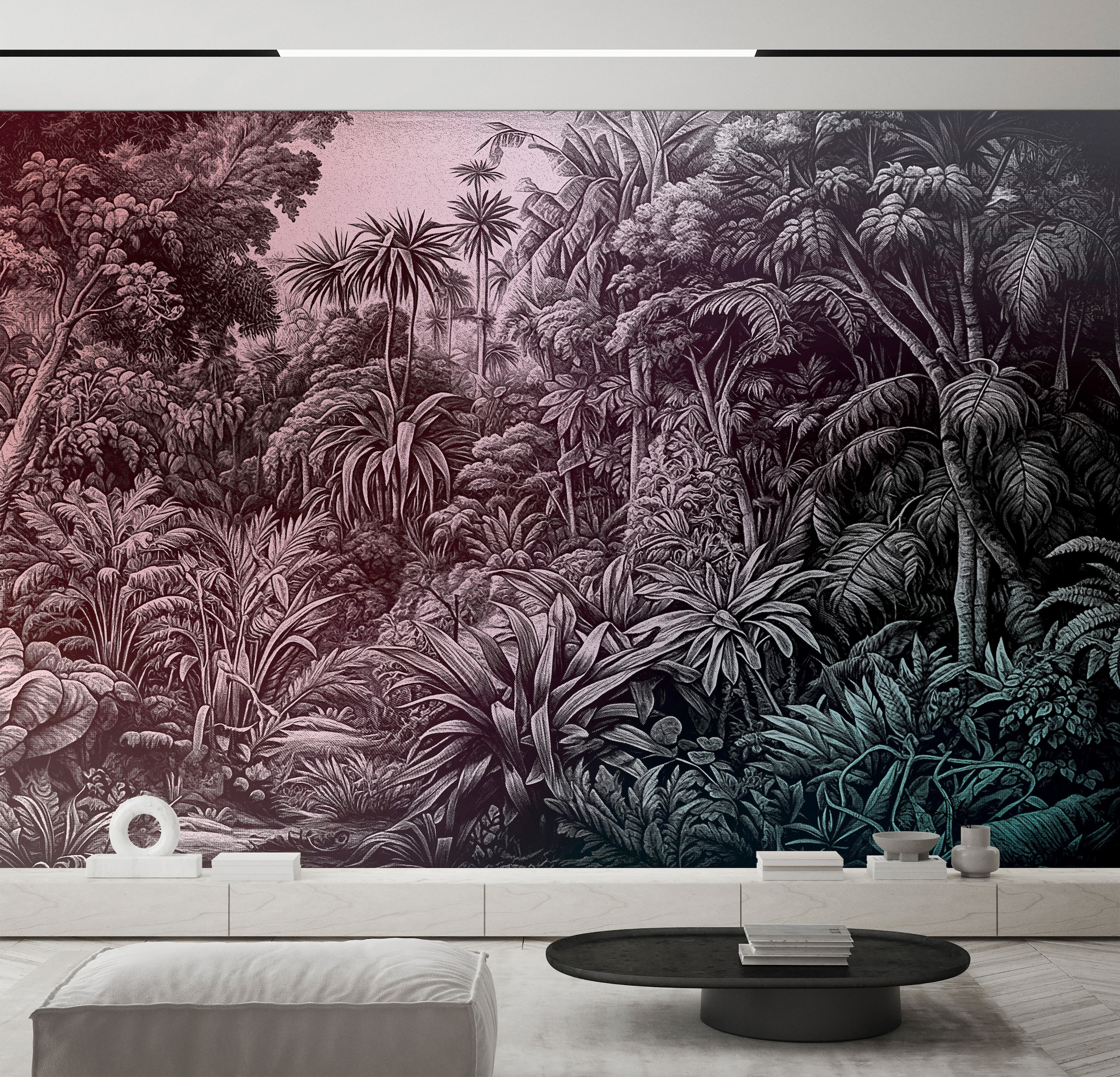 living walls Vliestapete »Dschungel-Tapete Schwarz Weiß mit Farbverlauf« matt glatt