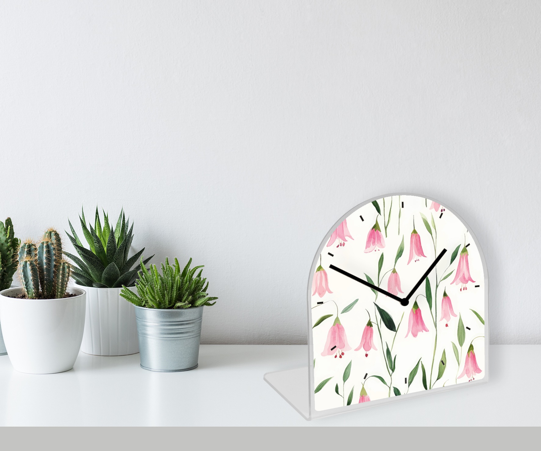 queence Tischuhr »Maiglöckchen in Rosa« Tischuhr aus Acrylglas, Uhr, bedruc günstig online kaufen