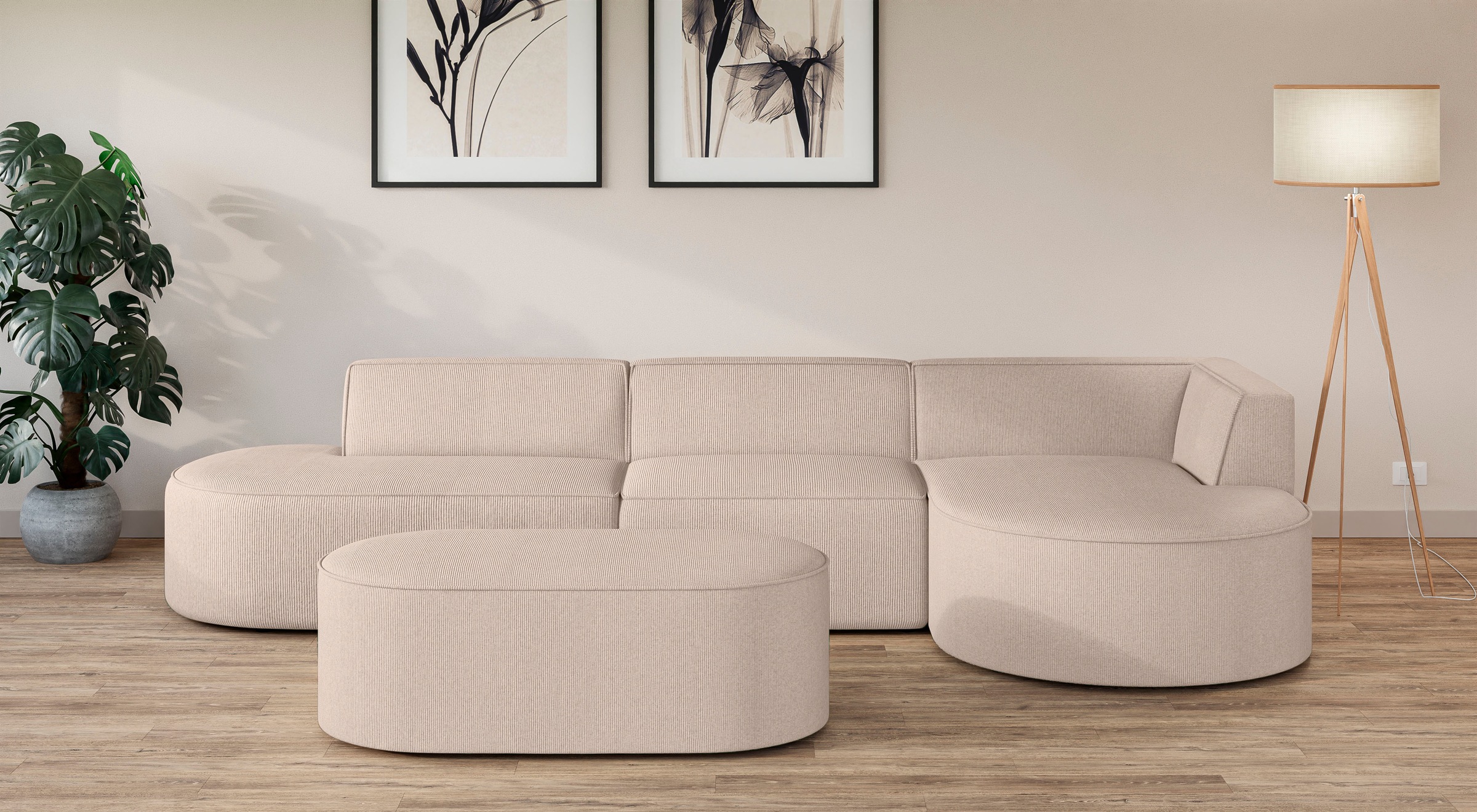 andas Ecksofa »EIVIND Designer Sofa mit Ottomane rechts/links, B/T/H: 343/1 günstig online kaufen
