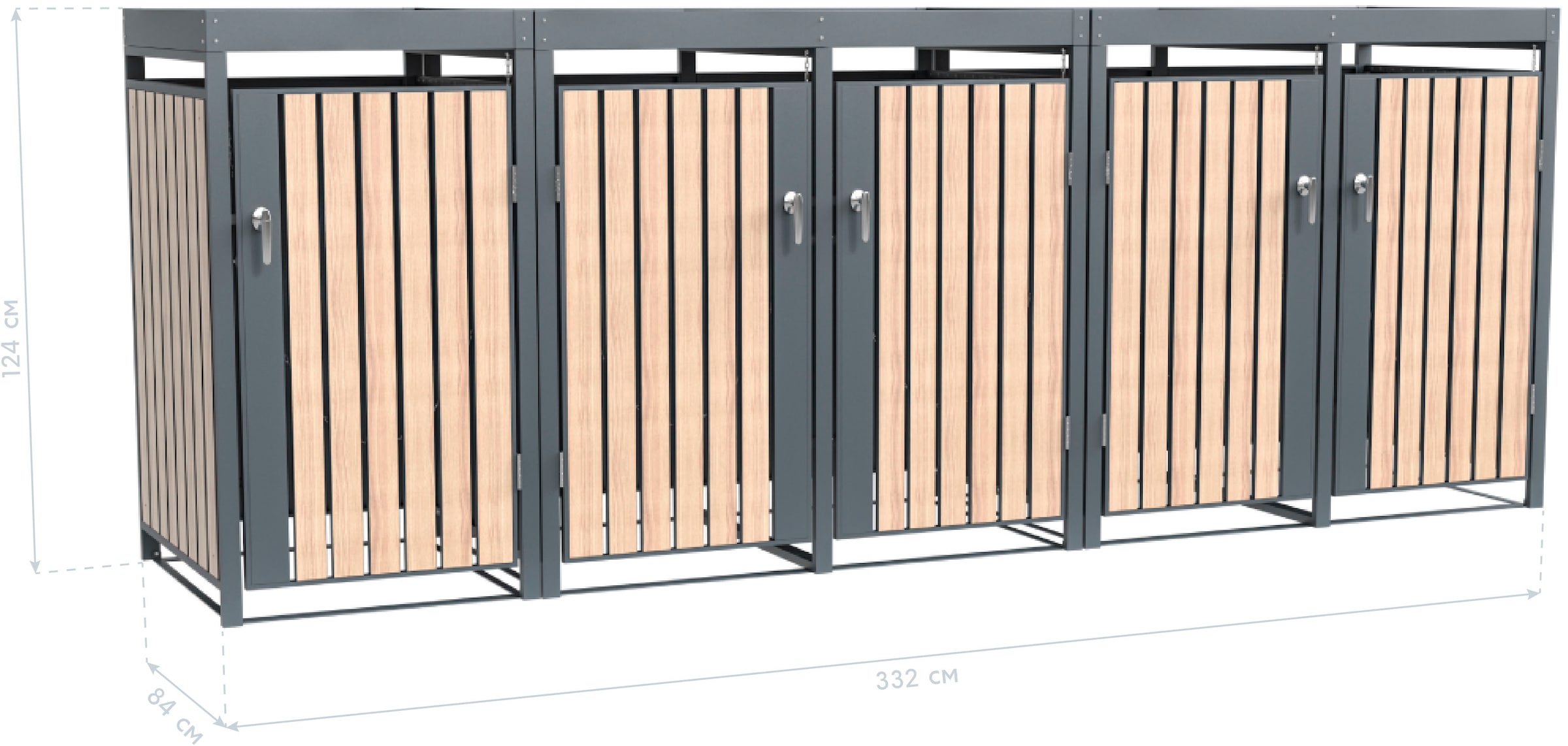 WESTMANN Mülltonnenbox »Planta«, Platz für 5 Mülltonnen je 240 L, BxHxT: 332x84x124,5 cm