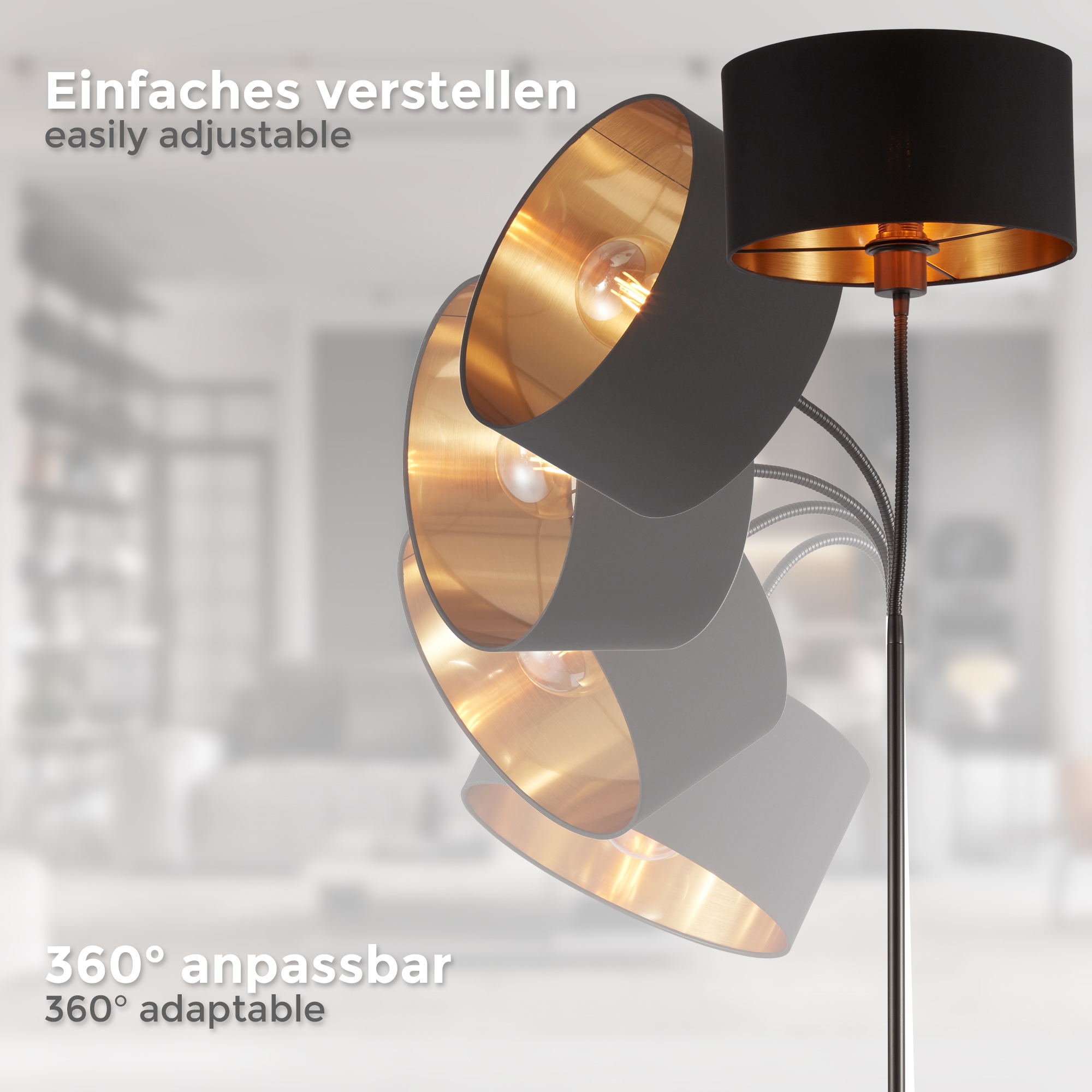 B.K.Licht Leuchten-Set 3-teilig: Deckenleuchte (für 1 x E27) + Tischleuchte (für 1 x E27) + Stehlampe (für 1 x E27)