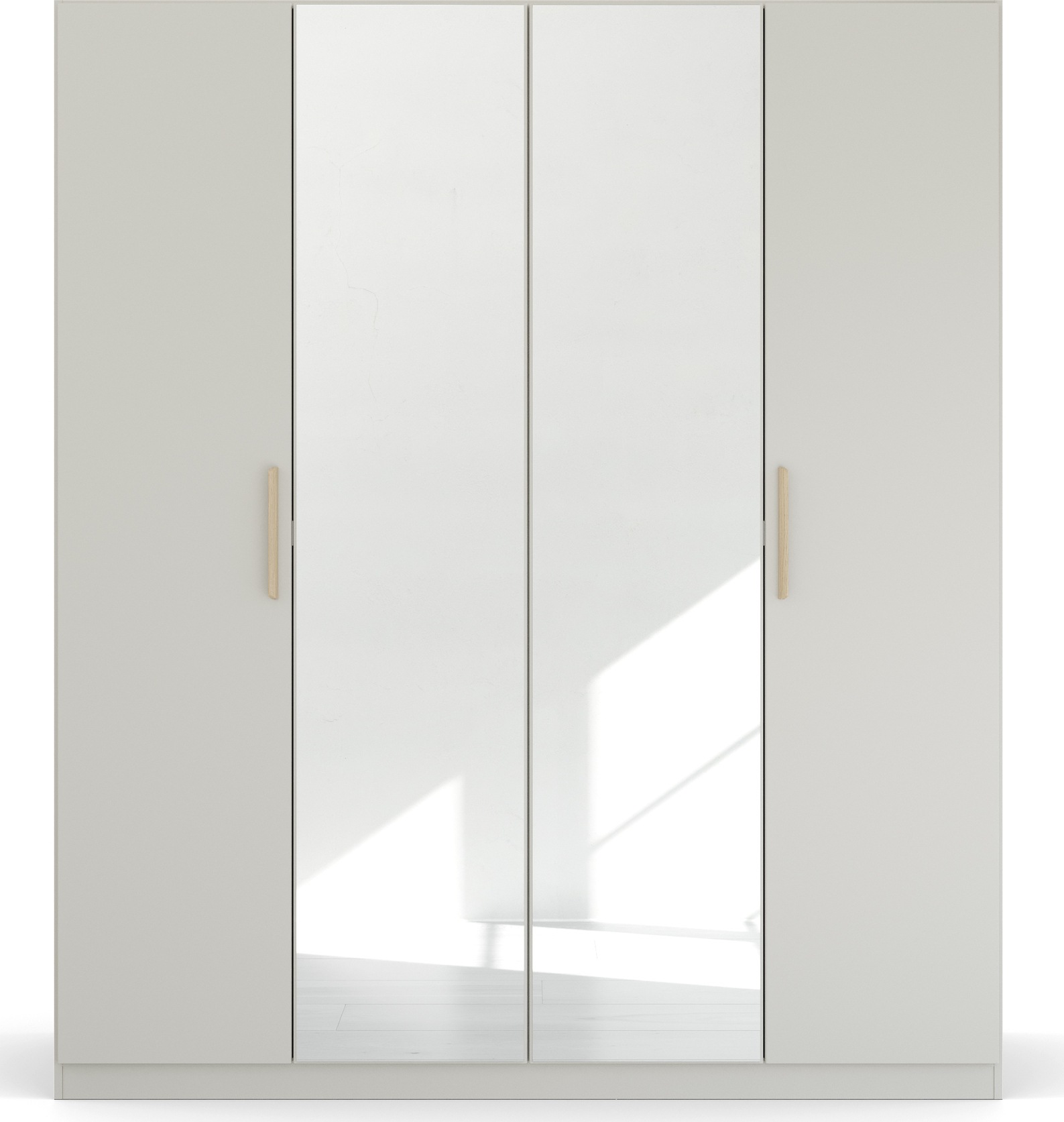 rauch Kleiderschrank »Skandi by Quadra Spin Schlafzimmerschrank« im Landhaus-Stil mit Massivholzgriffen, vollflächige SpiegeltÜren