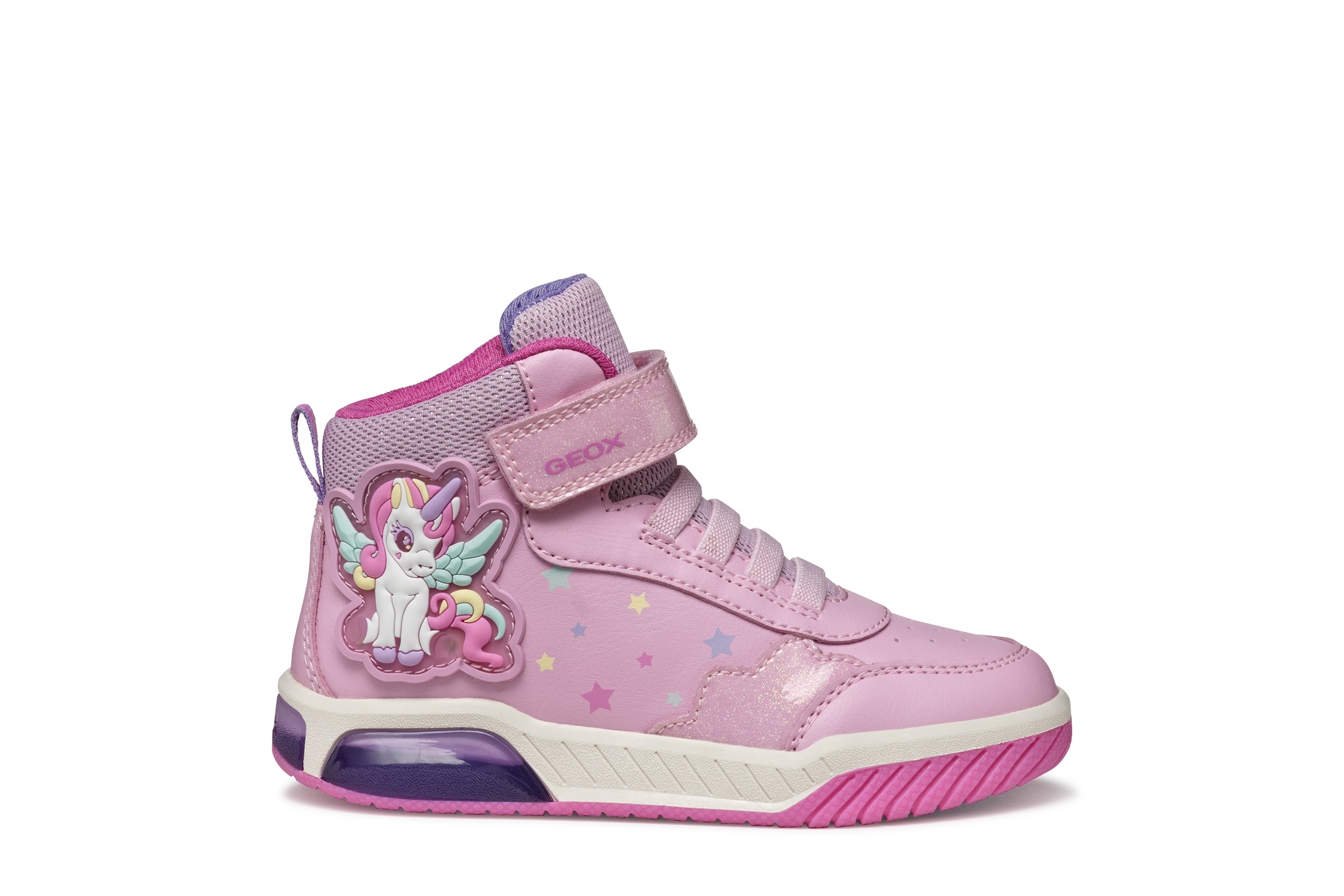 Geox Sneaker »J INEK GIRL Blinkschuh«, Schnürboots, Blinkschuh mit cooler Blinkfunktion