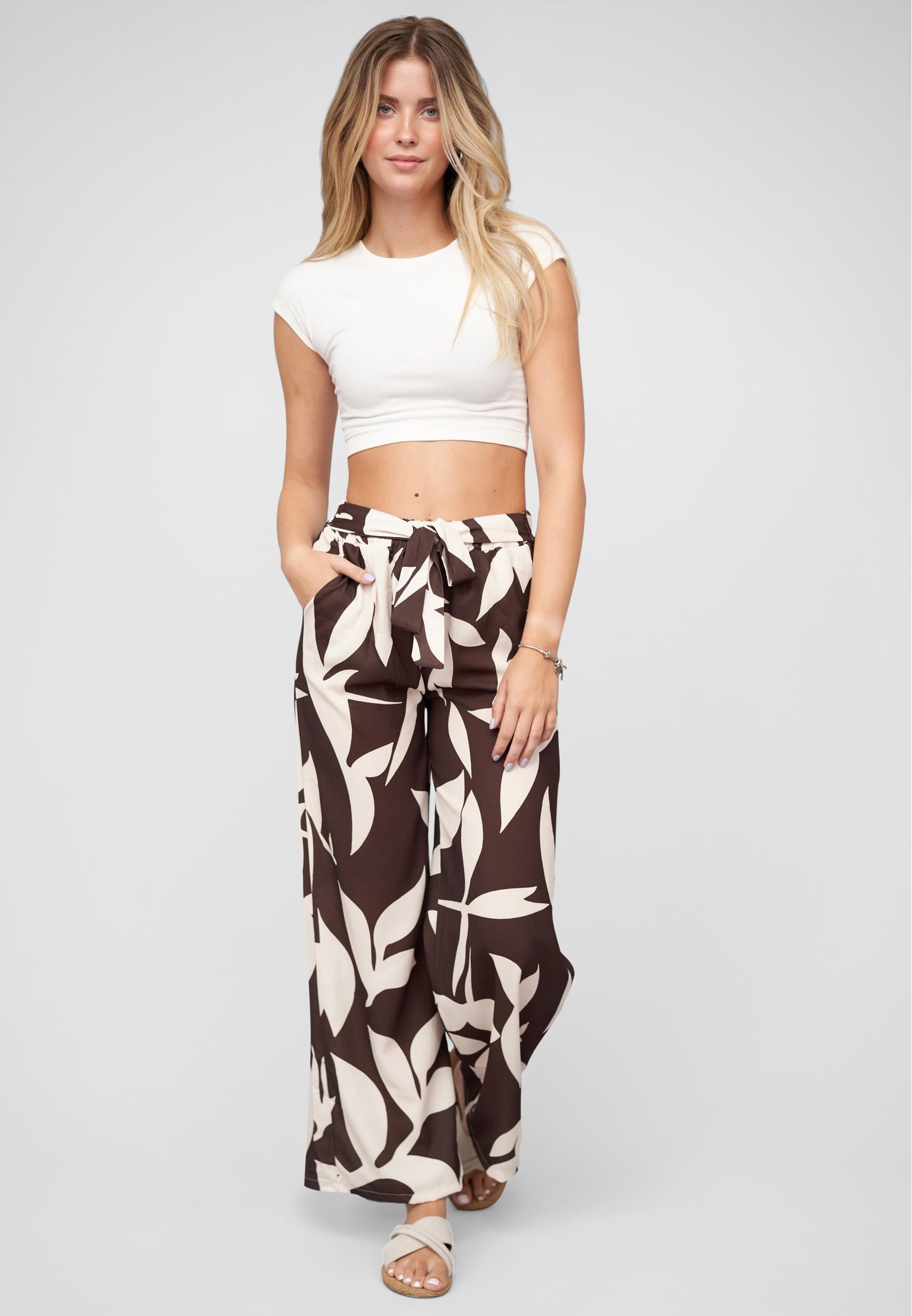 CLOUD 5IVE Stoffhose »CLOUD 5IVE Pants with tie belt and aop floral print«