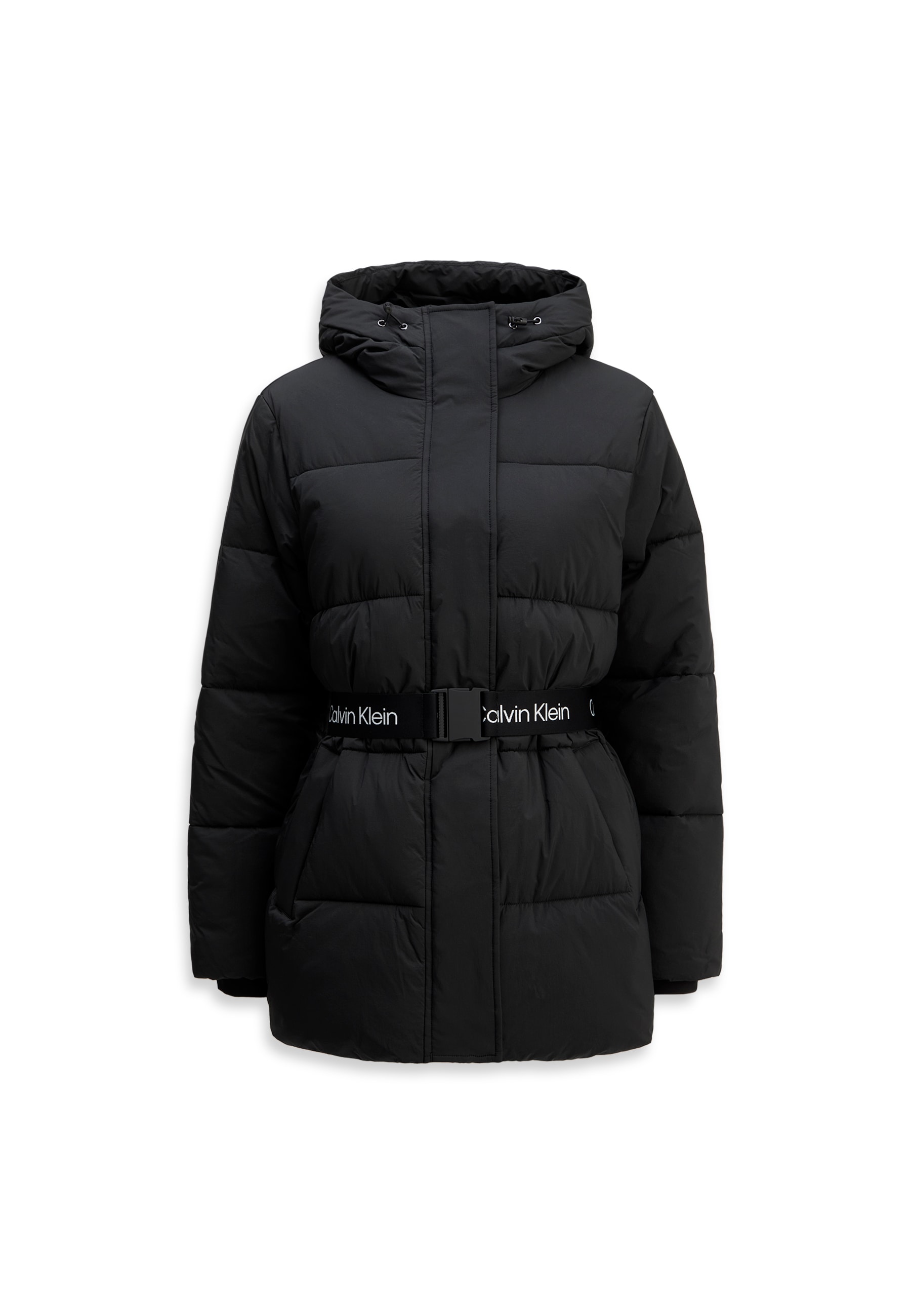 Calvin Klein Jeans Steppjacke »BELTED MIDWEIGHT PUFFER«, mit Kapuze, Mit Rundhalsausschnitt, regular fit
