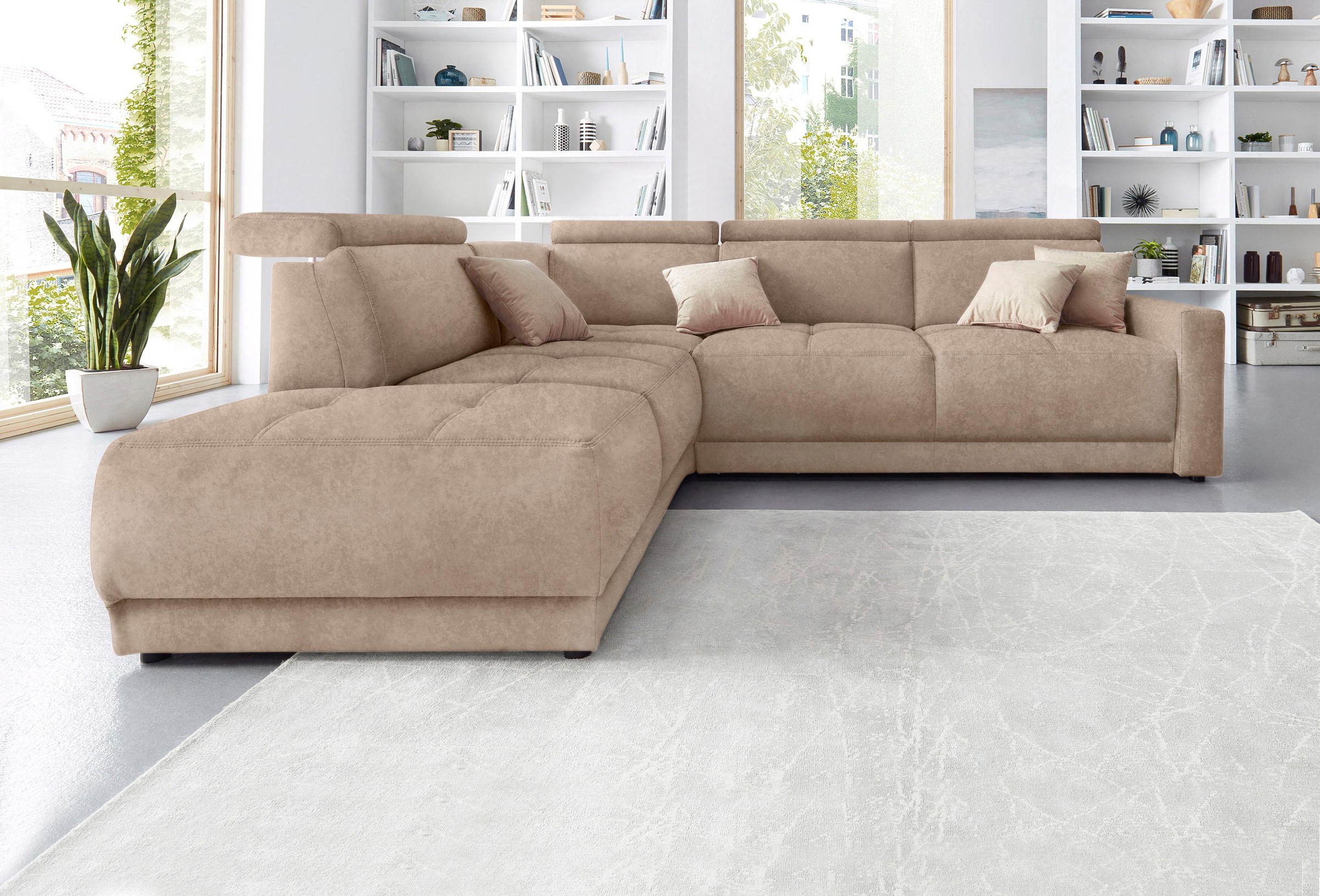DOMO collection Ecksofa »Ava, moderne Sitzheftung mit toller Doppelnaht, ko günstig online kaufen
