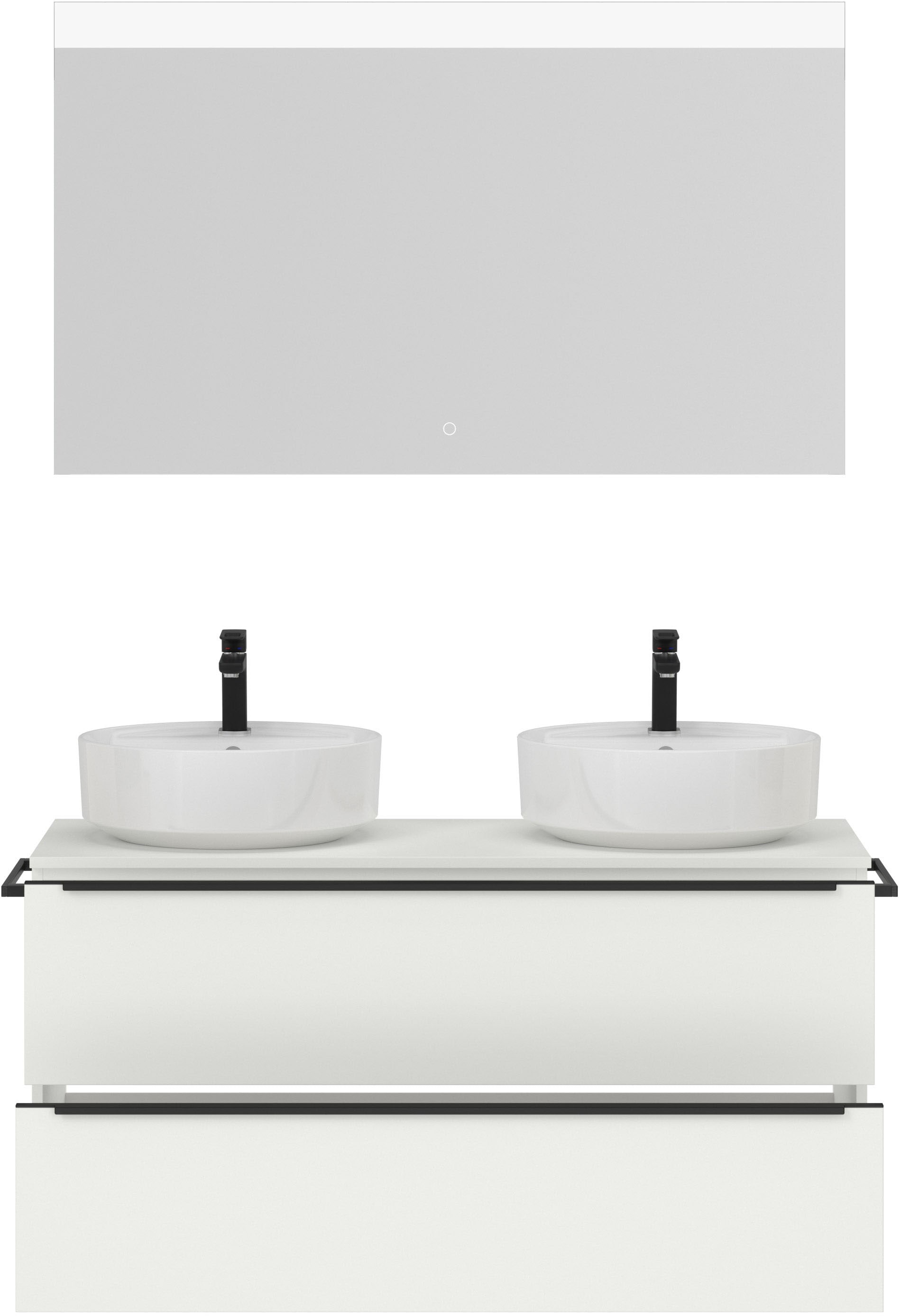 nobilia® Badmöbel-Set »Alvene«, (2 St., vormontiert, mit Soft-Close), inkl. Spiegel mit Touch-Sensor, in vier Breiten