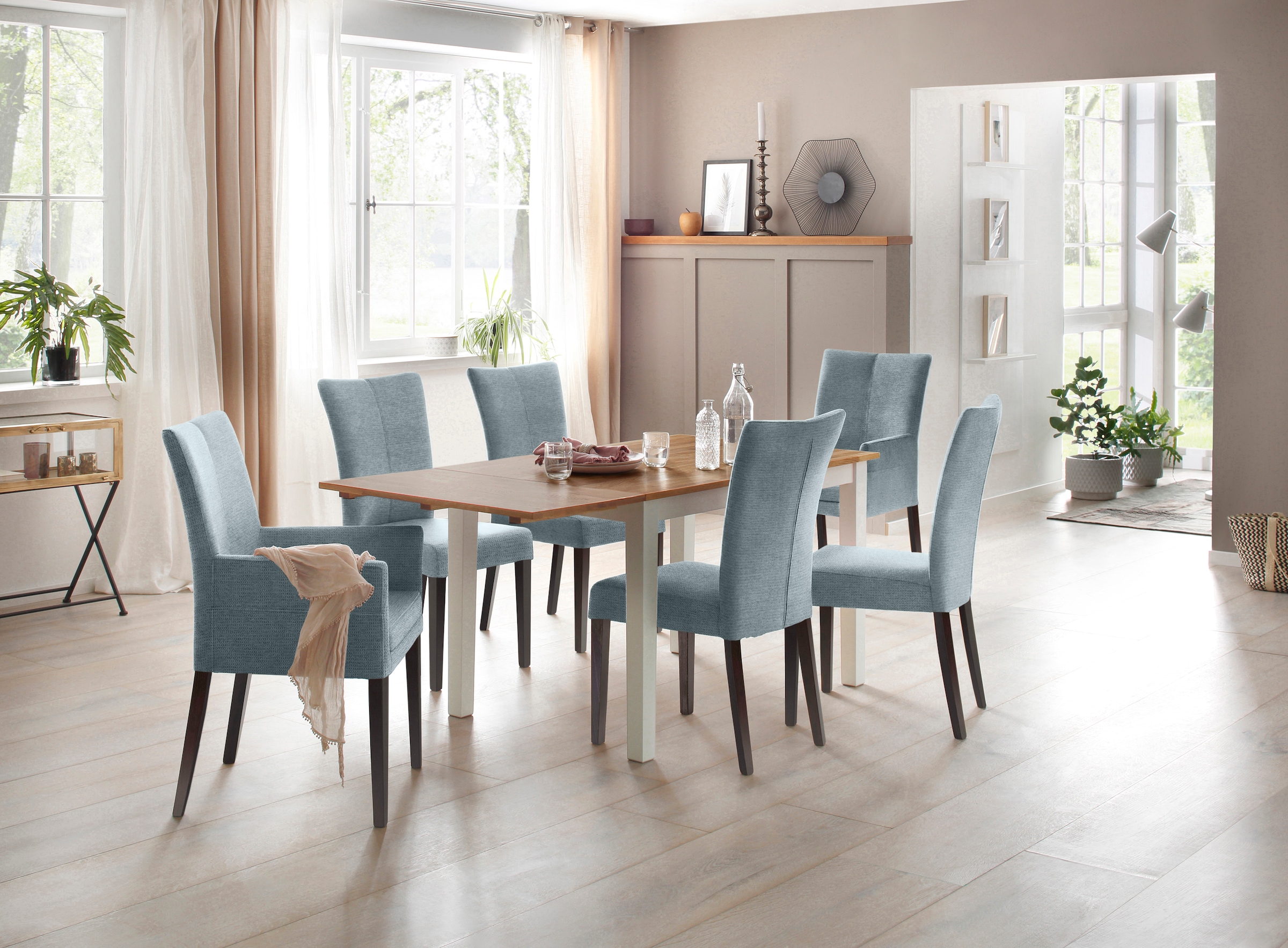 Home affaire 4-Fußstuhl »Aspen«, (Set), 2 St., Softstruktur, Beine aus massiver Buche, wengefarben lackiert
