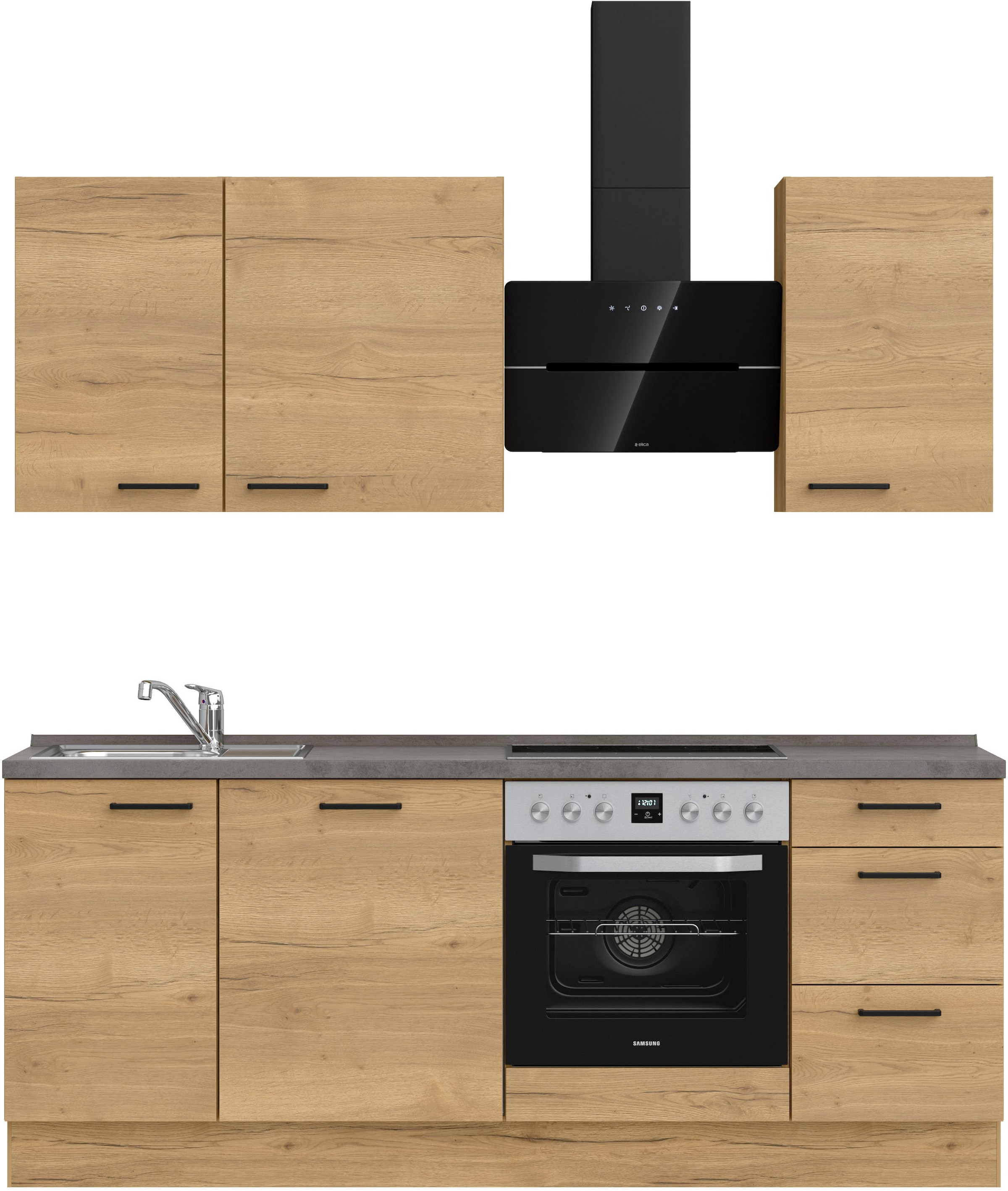 nobilia® Küchenzeile »"Structura II"«, vormontiert, Ausrichtung wählbar, Breite 210 cm, wahlw. mit E-Geräten
