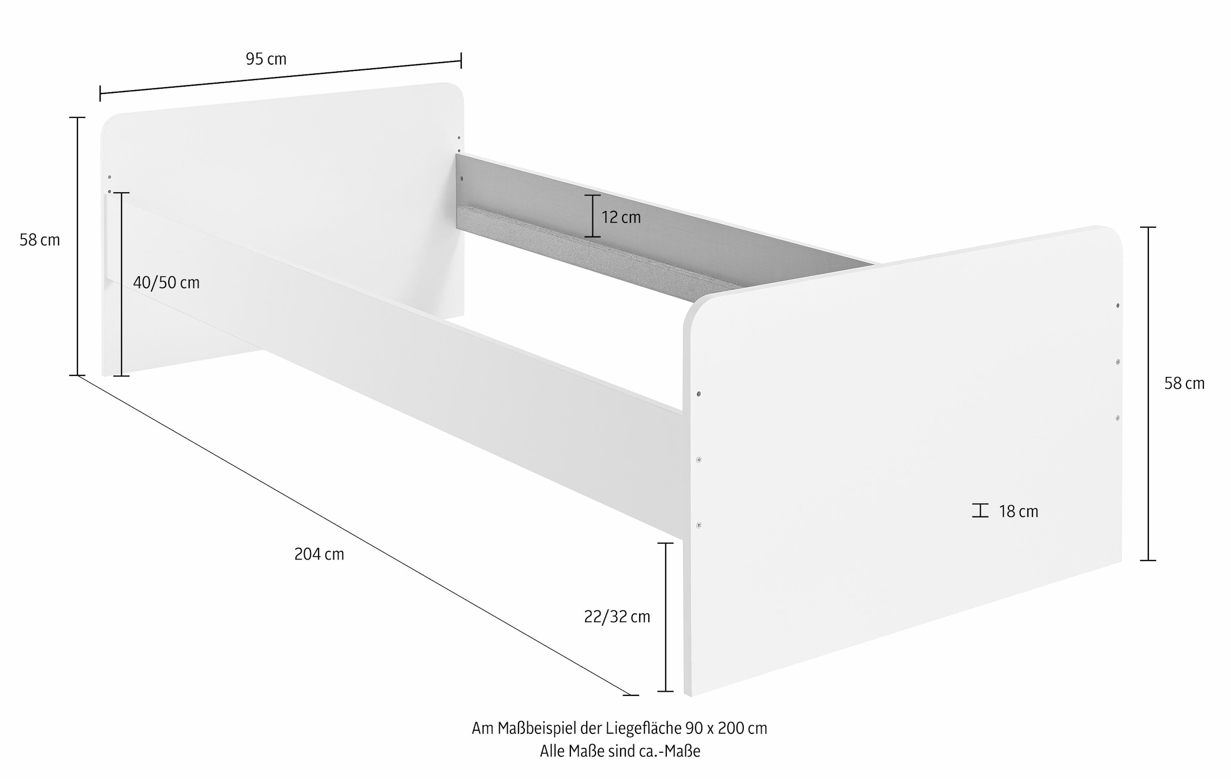 Wimex Bett »Joker Gästebett«, Liegefläche 90x200cm, mit höhenverstellbaren Seitenteilen