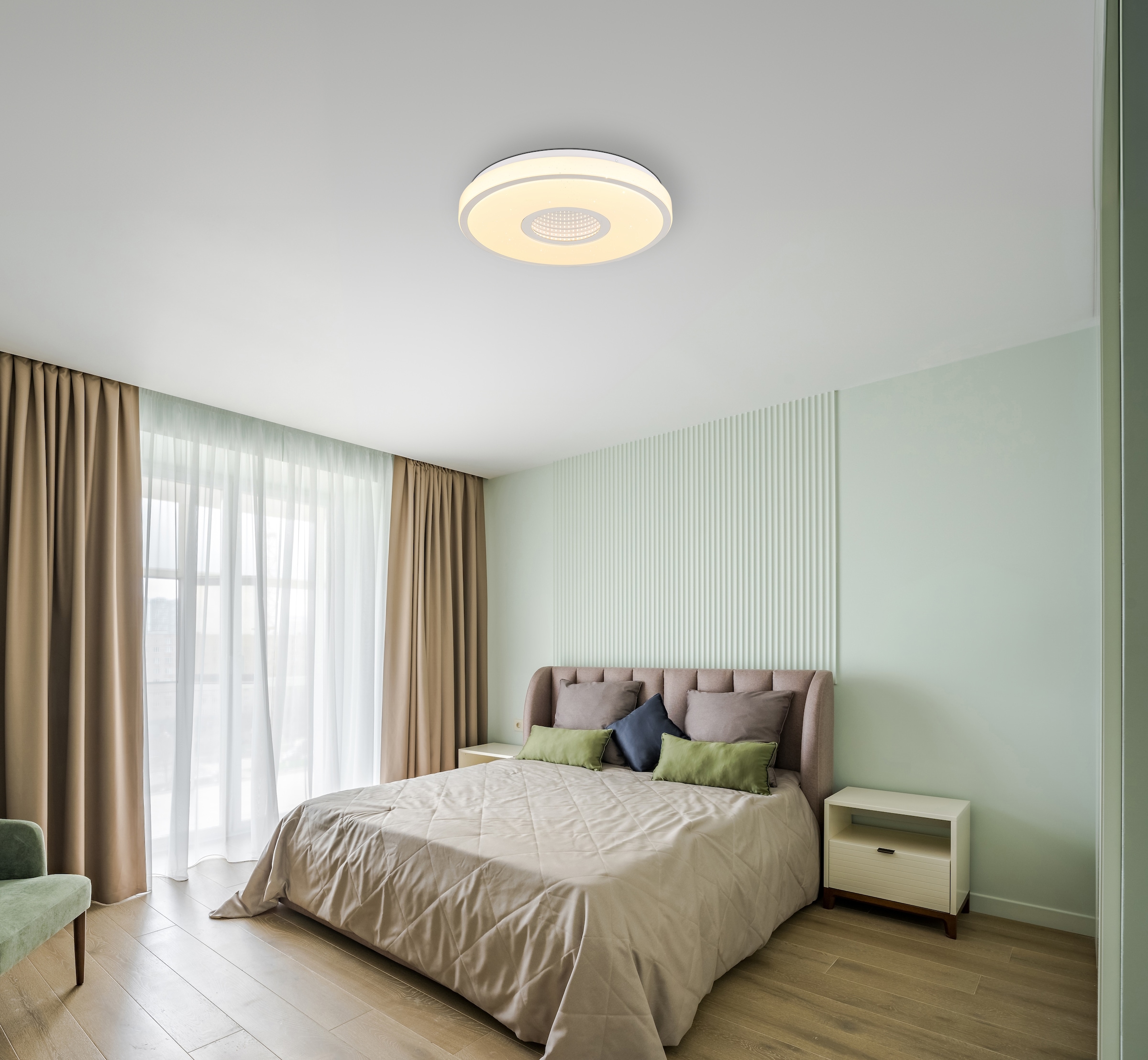 GLOBO LIGHTING LED Deckenleuchte »ASTANIA« LED-Modul 1 Stk. Warmweiß Deckenlampe/rund/Wohnzimmer/Schlafzimmer/elegant