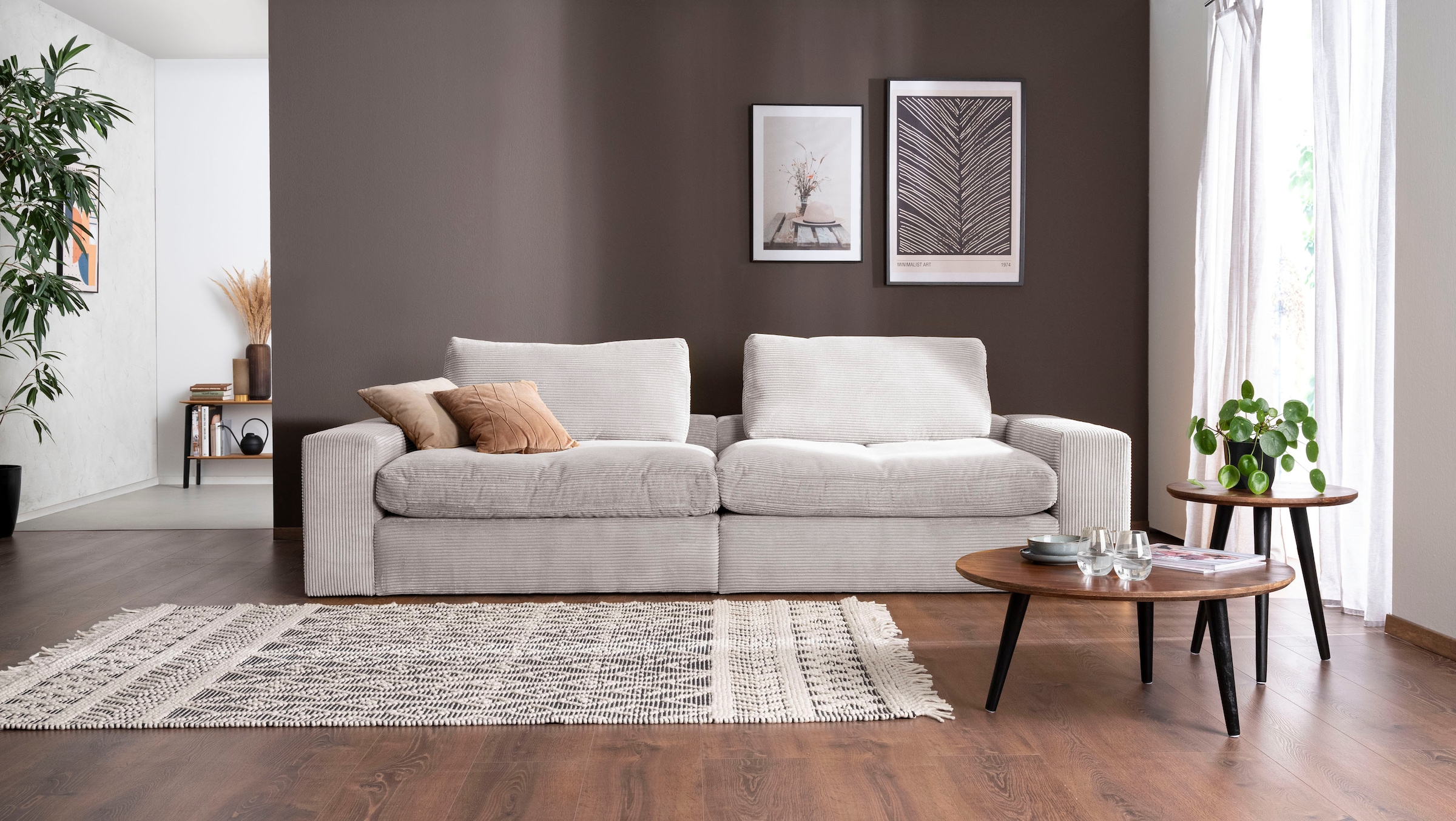 alina Big-Sofa "Sandy", 266 cm breit und 98 cm tief, in modernem Cordstoff günstig online kaufen