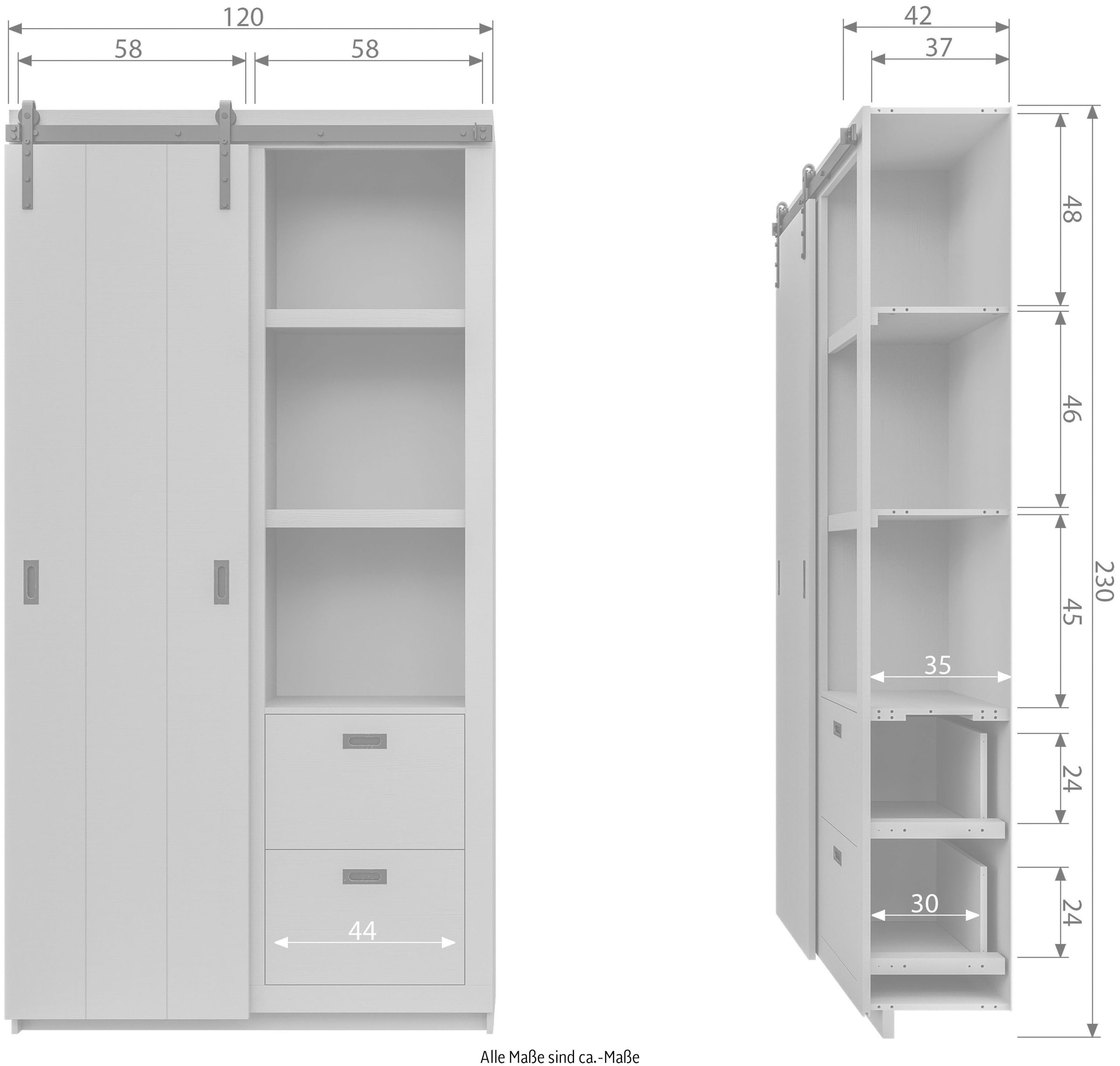 vtwonen Schiebetürenschrank »Slide«, viel Stauraum, innovatives Design, H 230 cm x B 120 cm