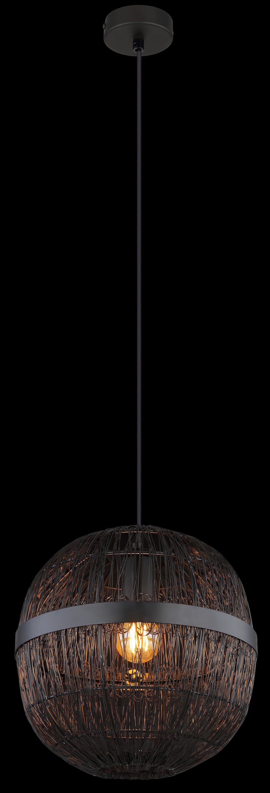 GLOBO LIGHTING Hängeleuchte »HERMI II«, Leuchtmittel E27 | ohne Leuchtmittel, Pendelleuchte / Wohnbereich /schwarz / Metallgeflecht / Kugel