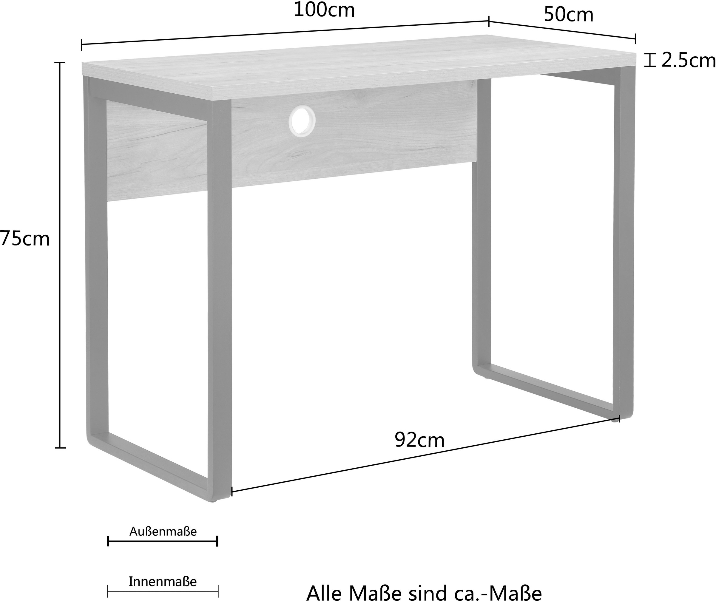 Places of Style Schreibtisch »Moid«, Computertisch, Kabeldurchlass, Metallkufen, Breite 100 cm