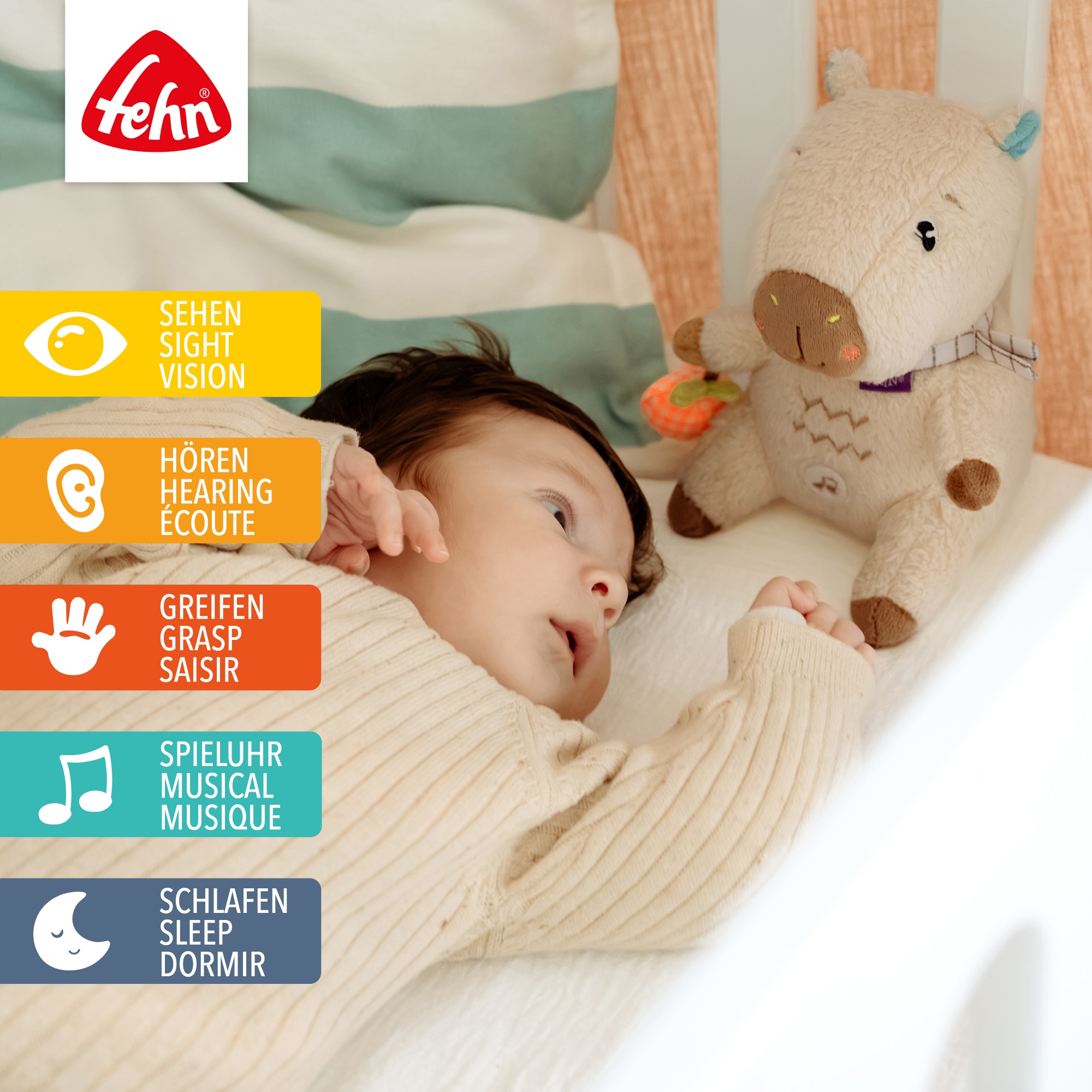 Fehn Kuscheltier »Capybara Clara, Einschlafhilfe Capybara« mit Sound
