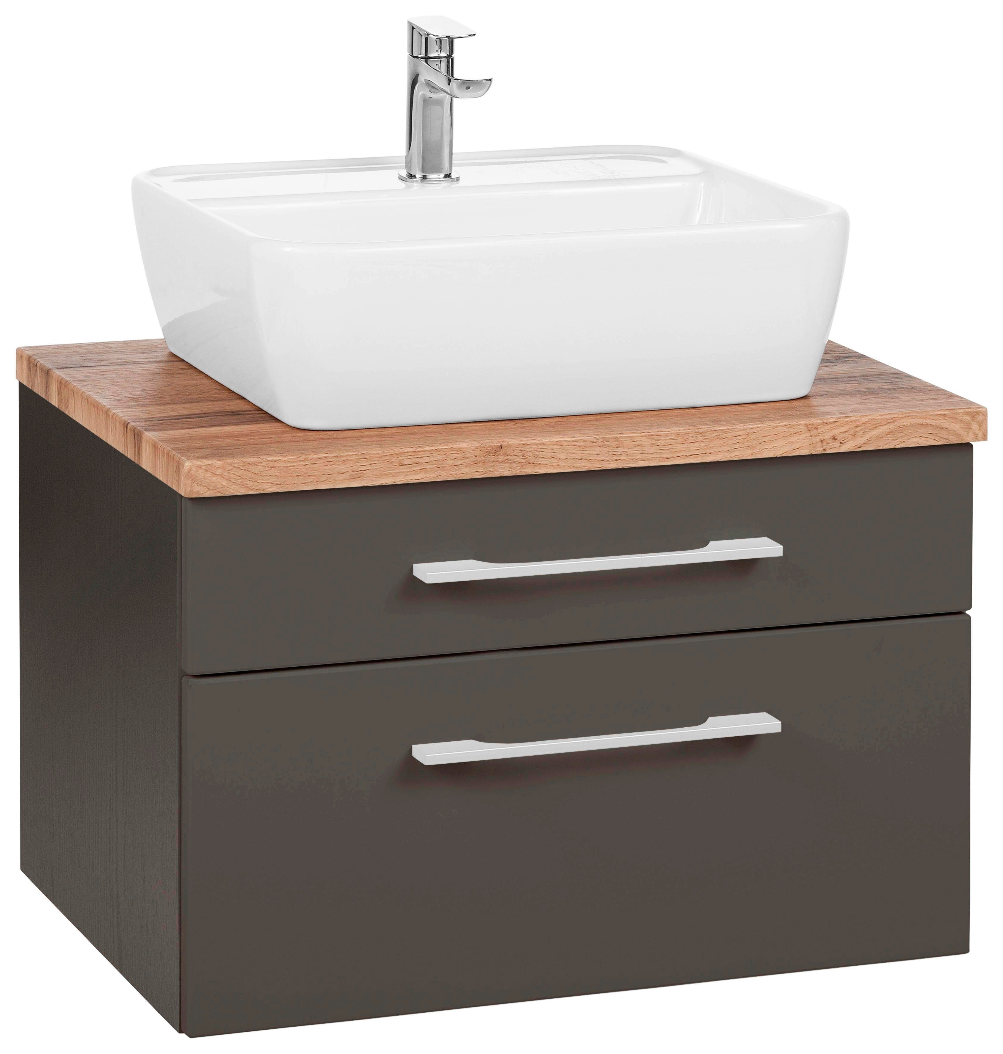 Waschbeckenunterschrank „Davos“, Bad, Waschtisch inkl. Waschbecken, Breite 60 cm, grau/graphit B/H/T: 60 cm x 55 cm x 47 cm