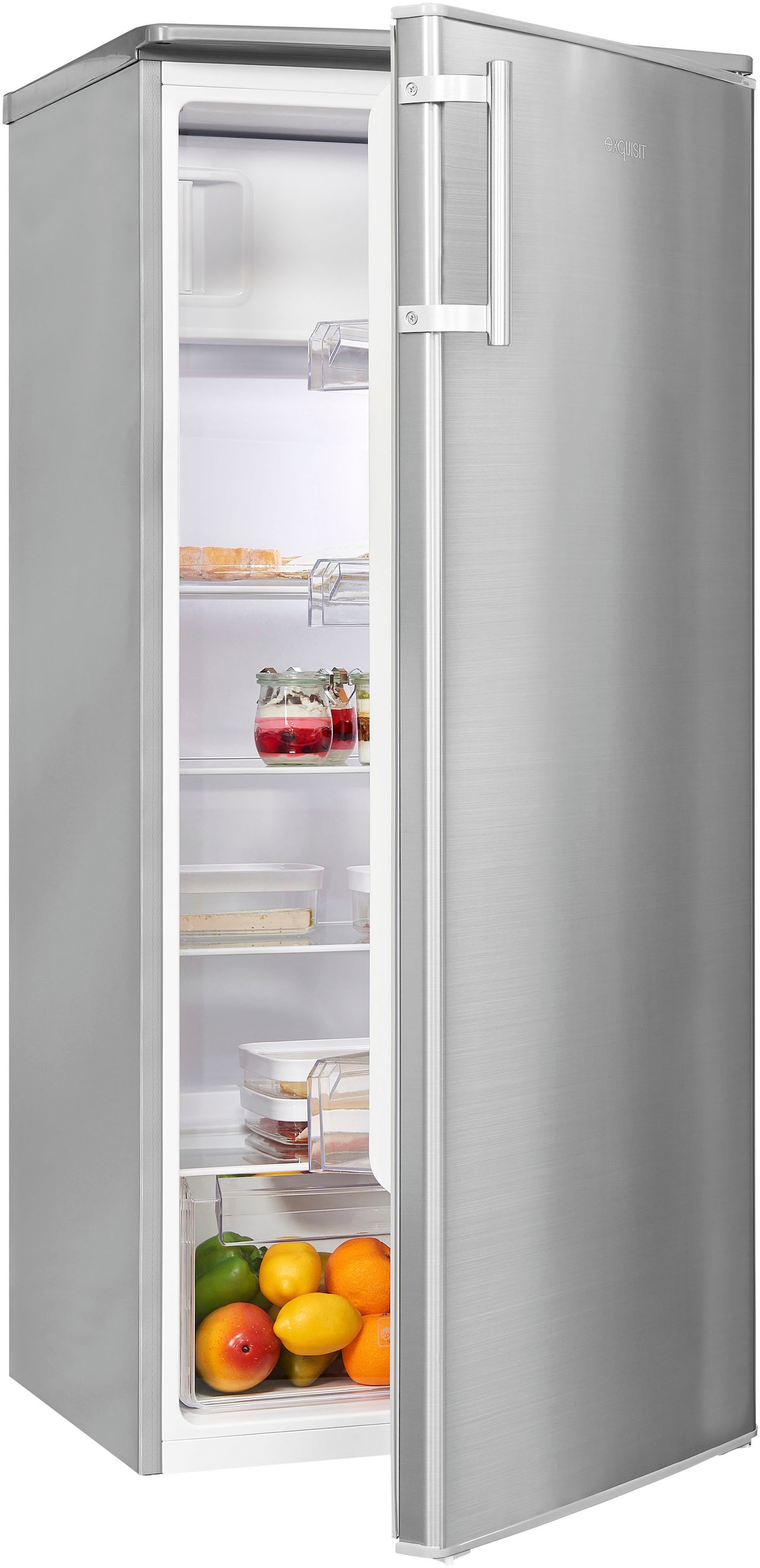 exquisit Kühlschrank »KS185-4-HE-040E inoxlook«, 190 L Volumen, Schnellgefrieren, 4 Sterne