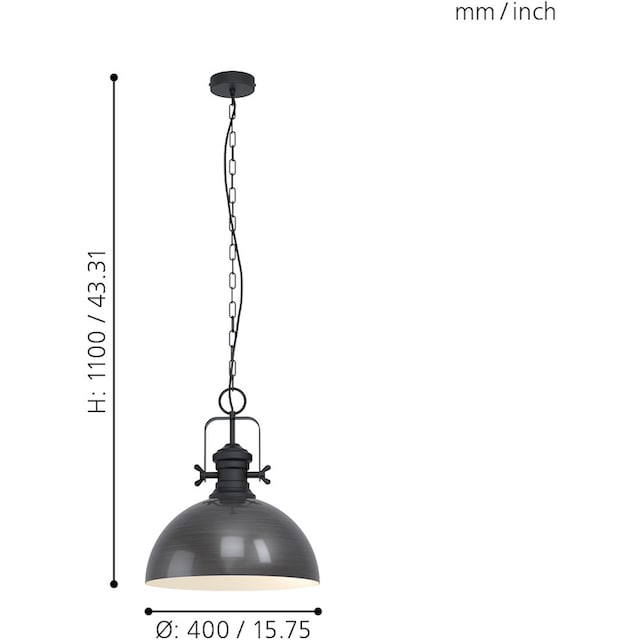 EGLO Pendelleuchte »COMBWICH«, 1 flammig-flammig, Hängelampe 40 cm,  Hängeleuchte, Esstischlampe, Wohnzimmerlampe, E27 online kaufen