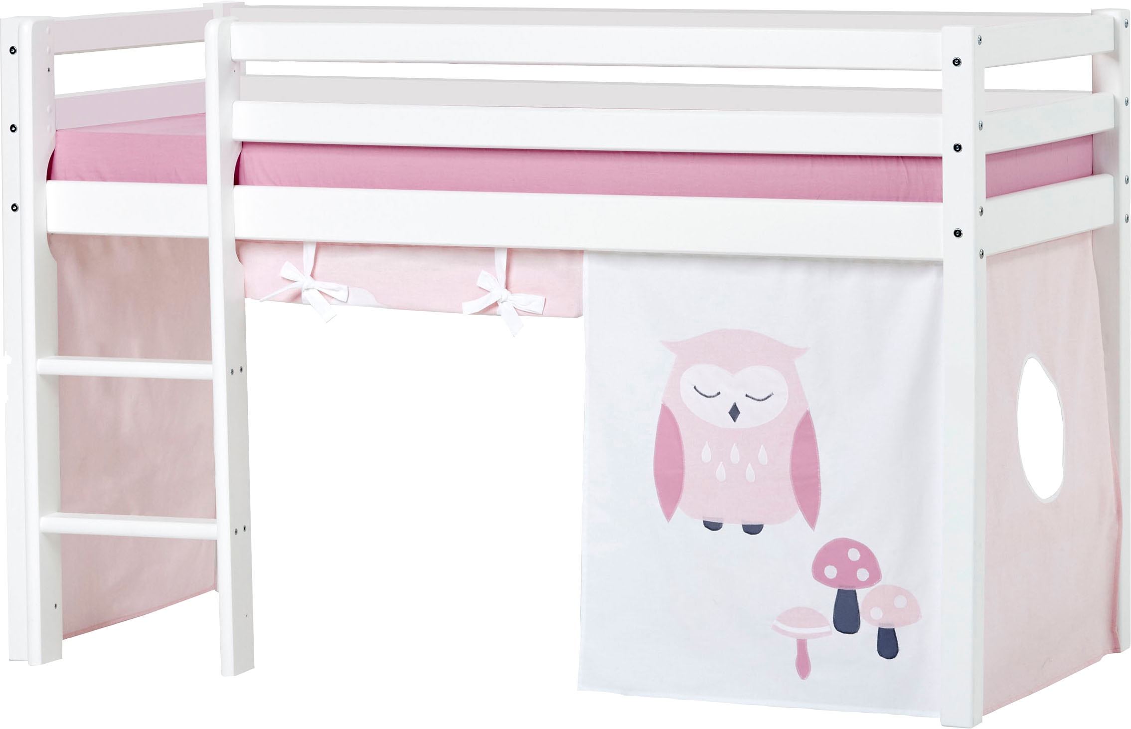 Hoppekids Hochbett »ECO Dream, Kinderbett, Spielbett, Halbhohes Bett aus Massivholz«, inkl. Vorhang-Set Creator, Bettgröße & Matratze wählbar