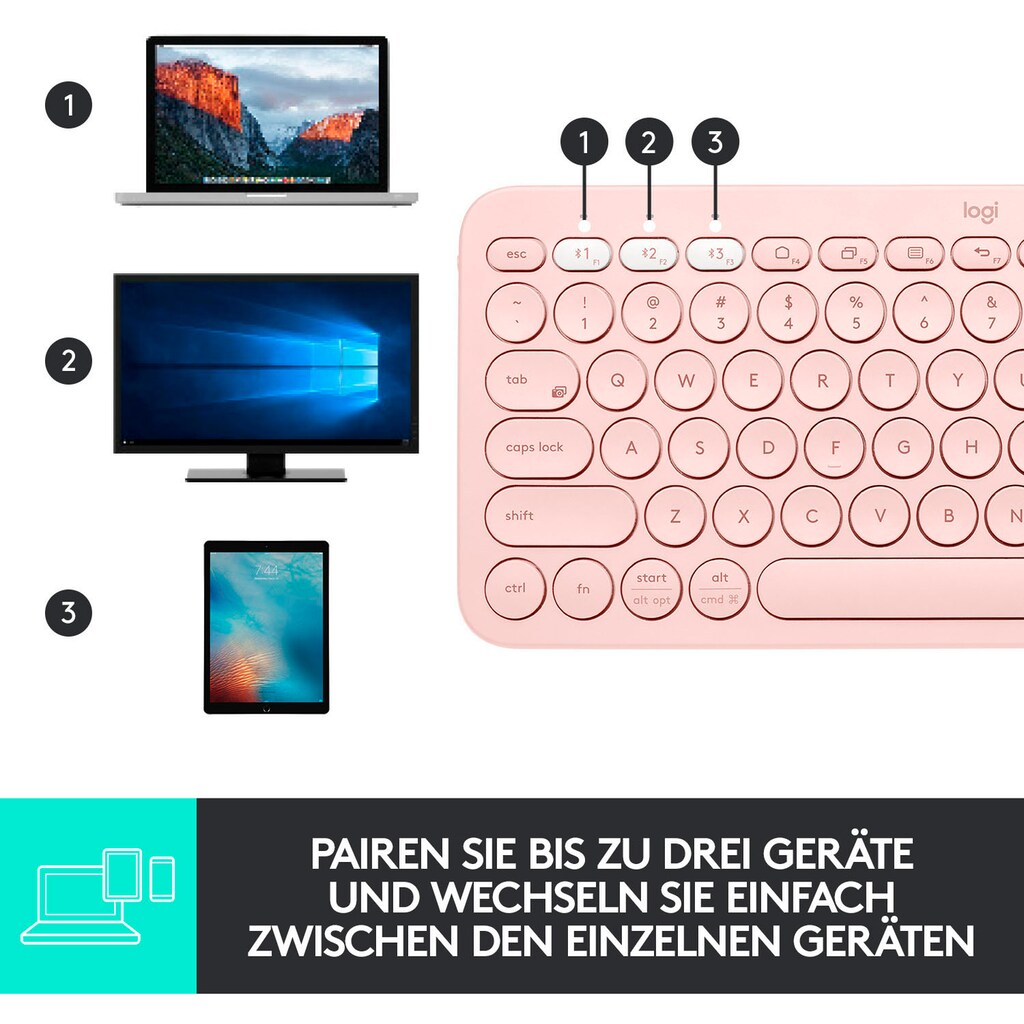 Logitech Wireless-Tastatur »K380 MULTI-DEVICE«, (Fn-Tasten)