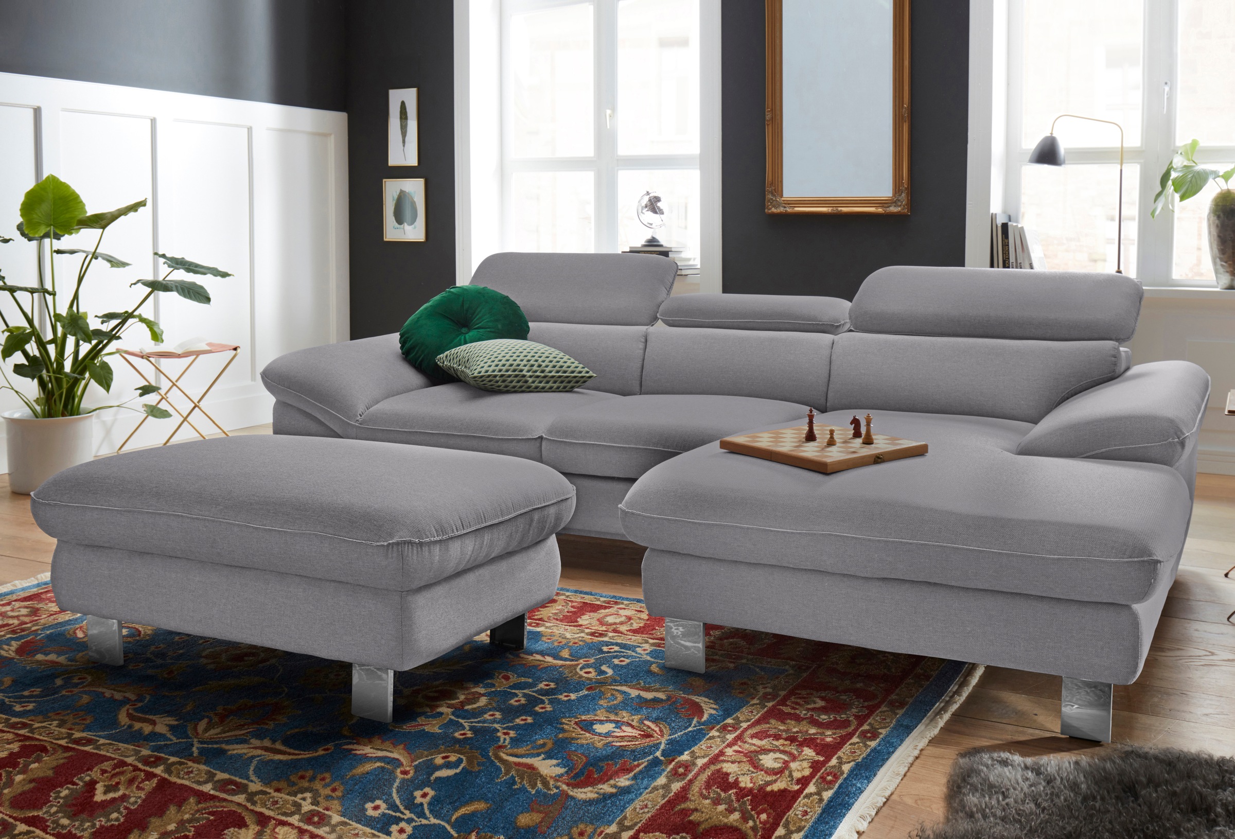 COTTA Polstergarnitur »Driver L-Form«, (Set, 2 tlg.), Set bestehend aus: Ecksofa mit Kopfteilverstellung & Hocker