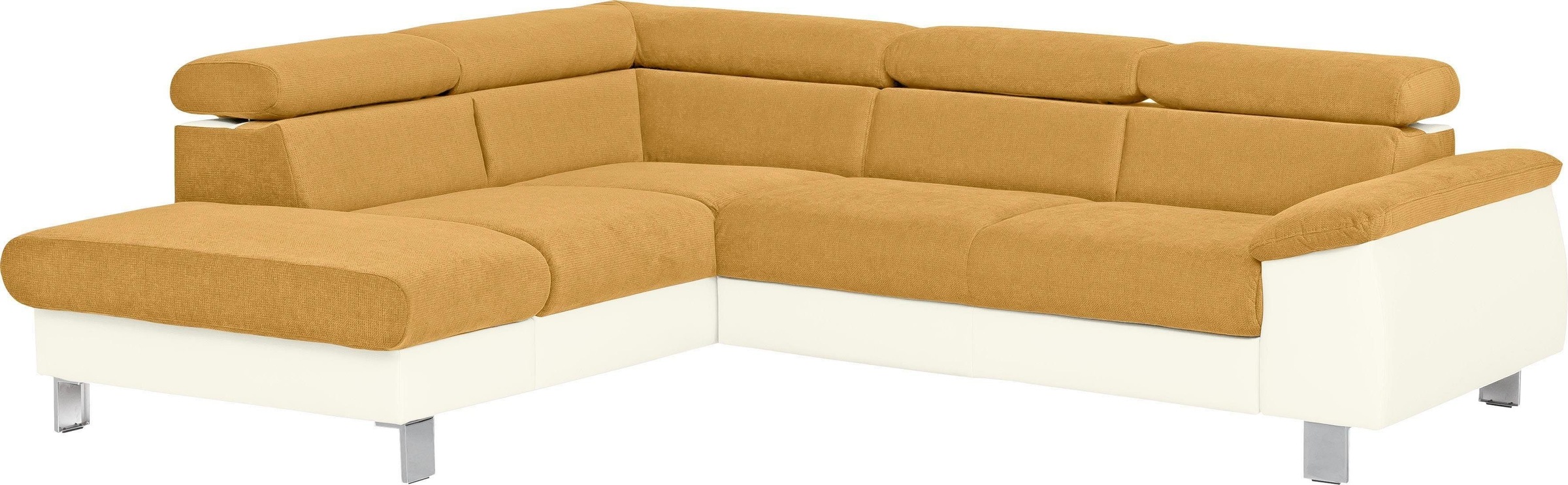 COTTA Polstergarnitur »Komaris«, (Set), Set: bestehend aus Ecksofa und Hocker, Kopfteilverstellung